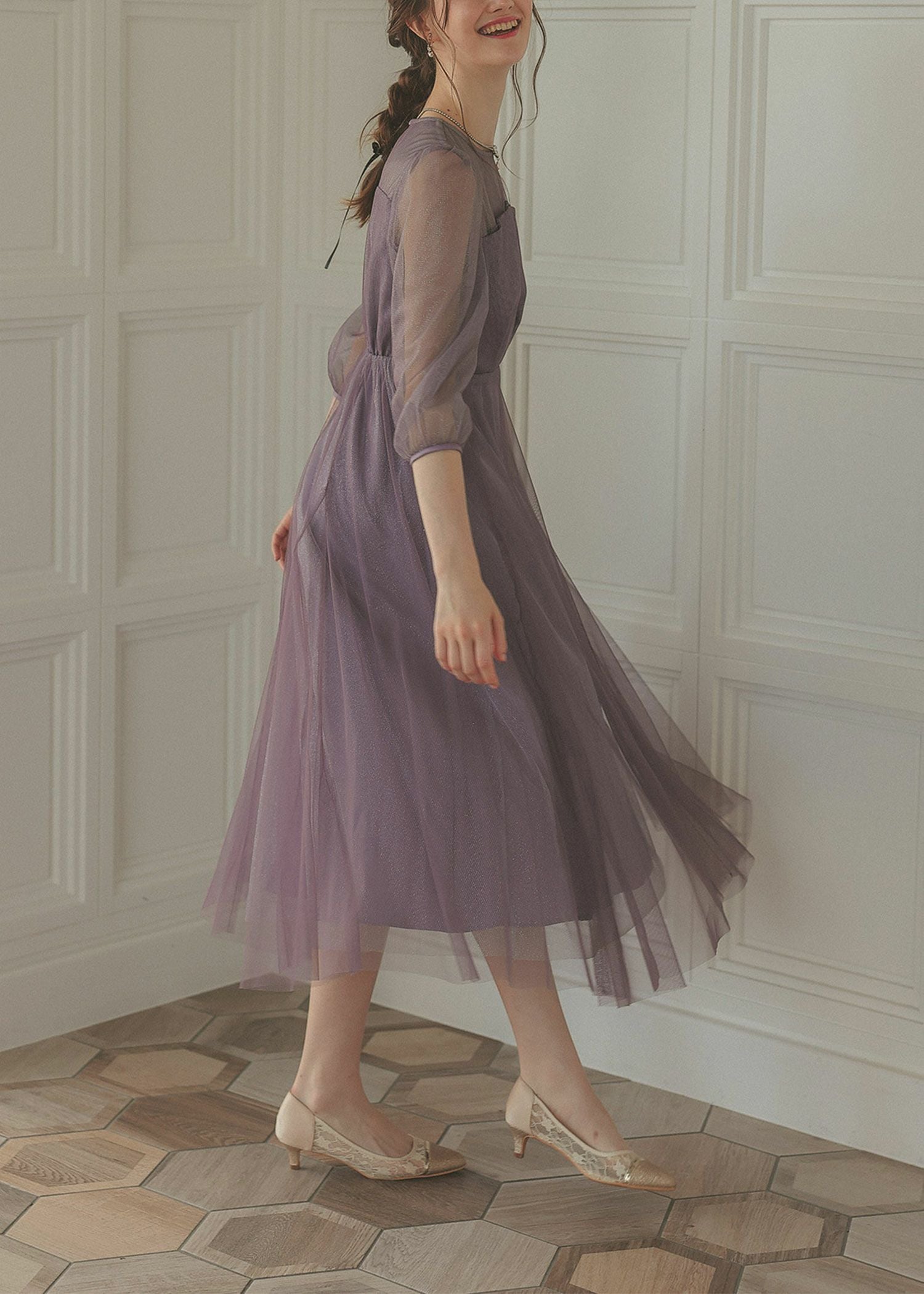 ビスチェ風トップス ラメチュールワンピースドレスのドレス|Dorry Doll