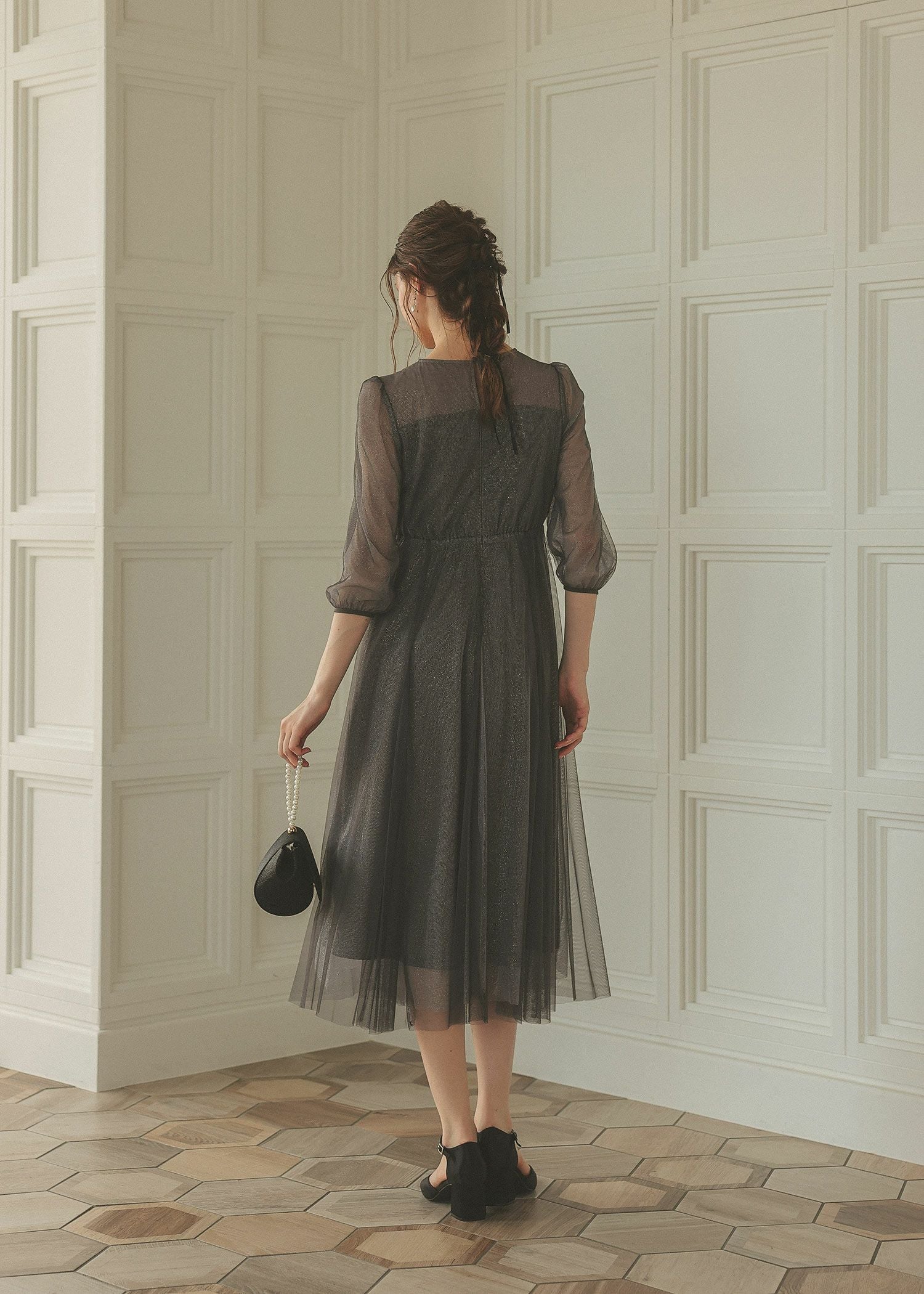 ビスチェ風トップス ラメチュールワンピースドレスのドレス|Dorry Doll