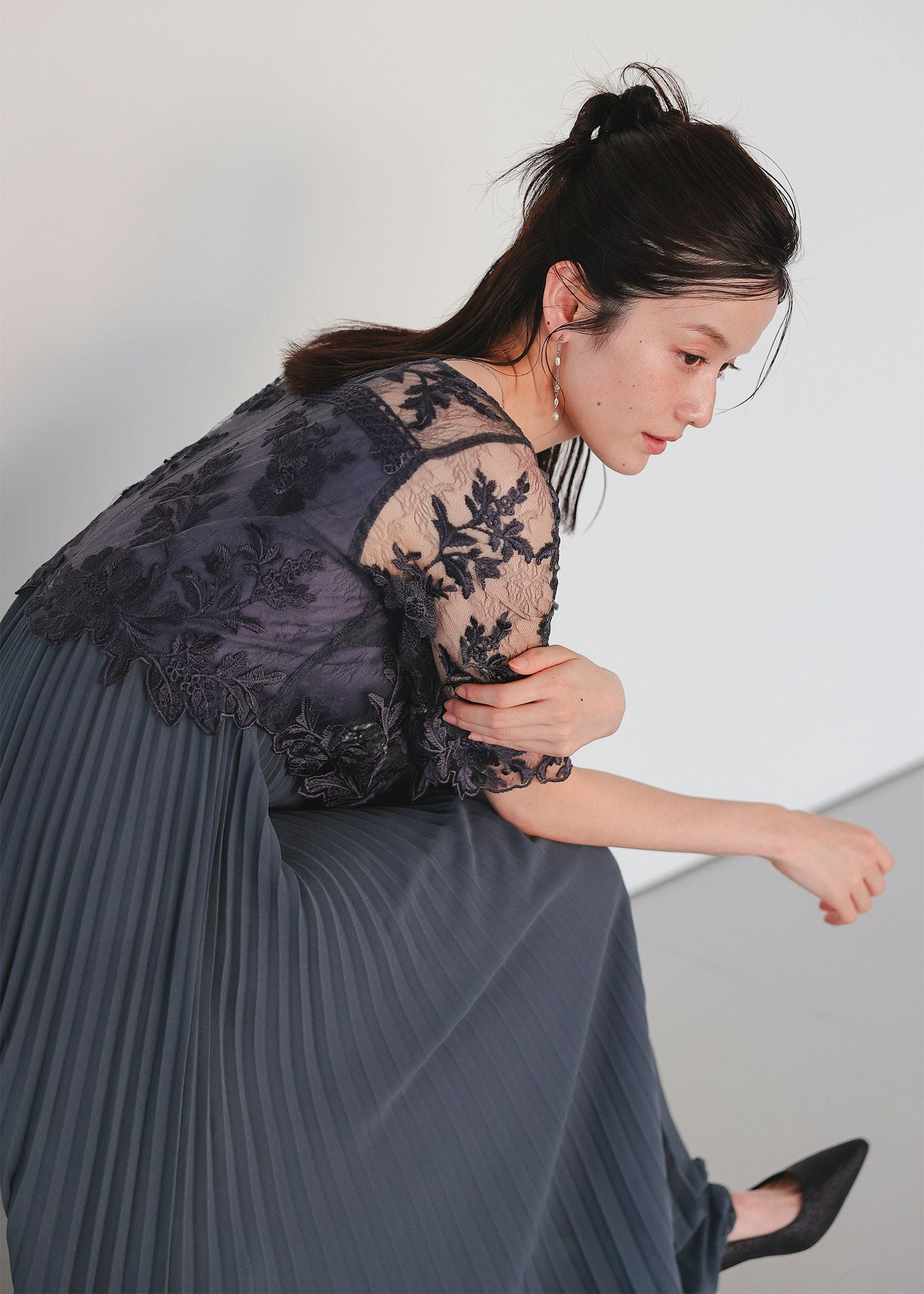 オリジナル柄レース×プリーツワンピース|DorryDoll