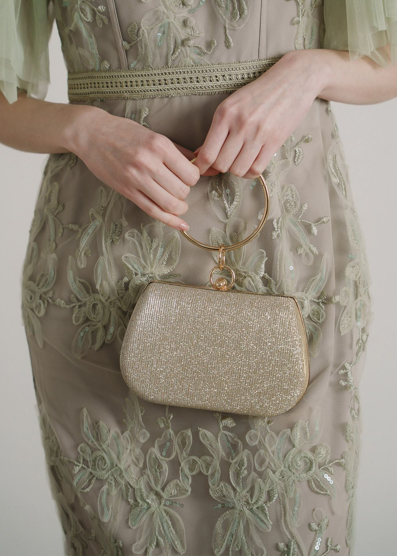 2wayシャイニーラメリングハンドルガマグチバッグのドレス|Dorry Doll