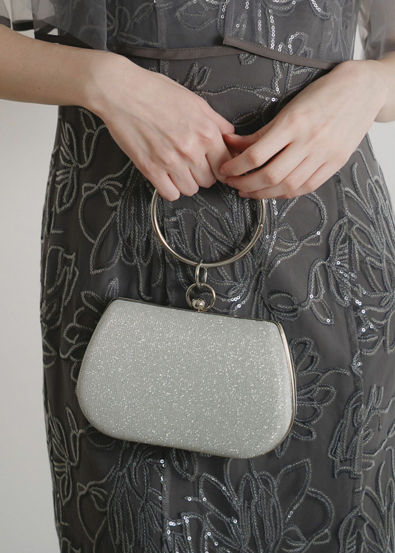 2wayシャイニーラメリングハンドルガマグチバッグのドレス|Dorry Doll