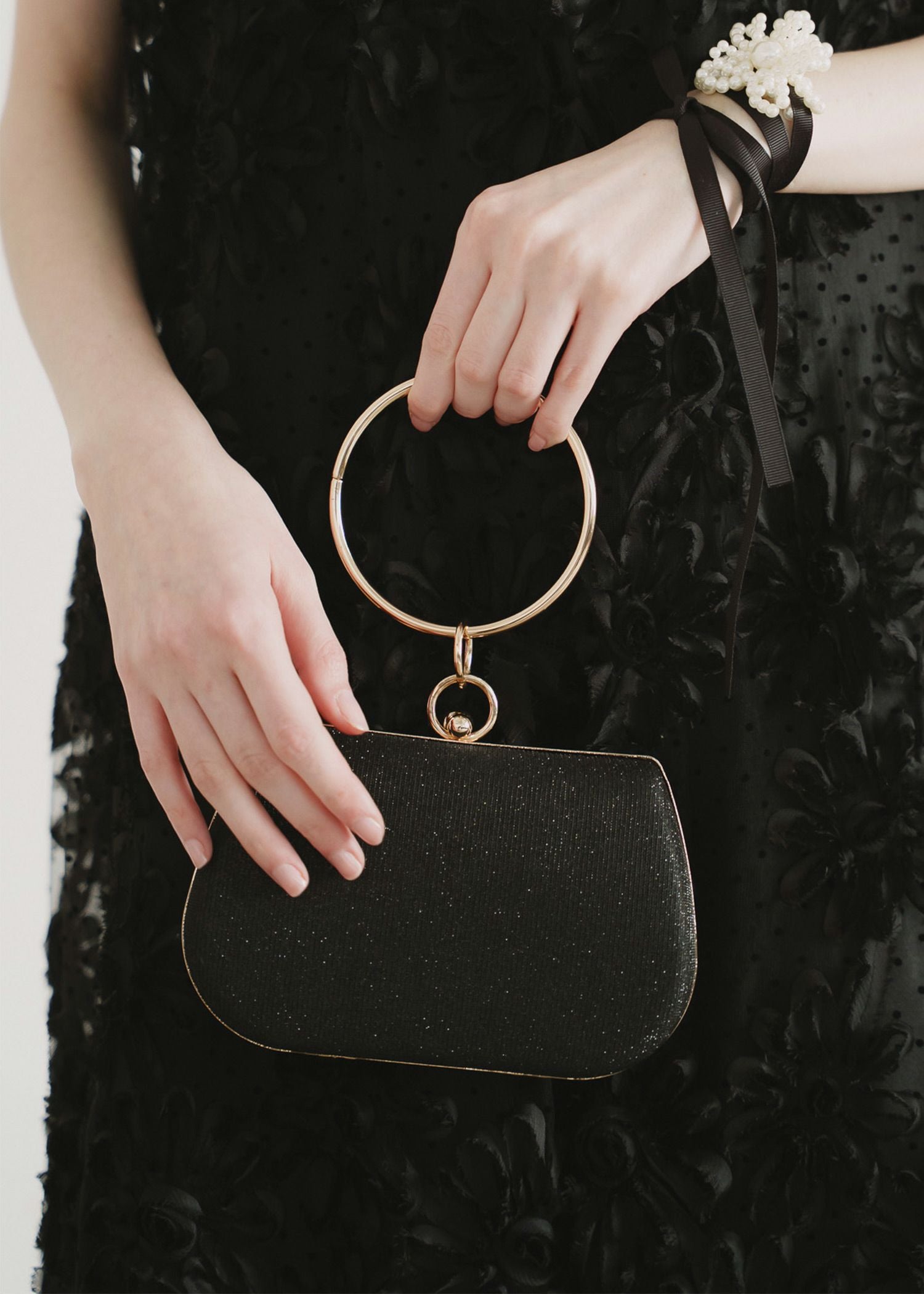 2wayシャイニーラメリングハンドルガマグチバッグのドレス|Dorry Doll