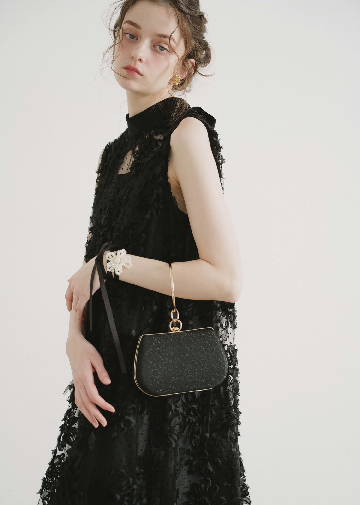 2wayシャイニーラメリングハンドルガマグチバッグのドレス|Dorry Doll