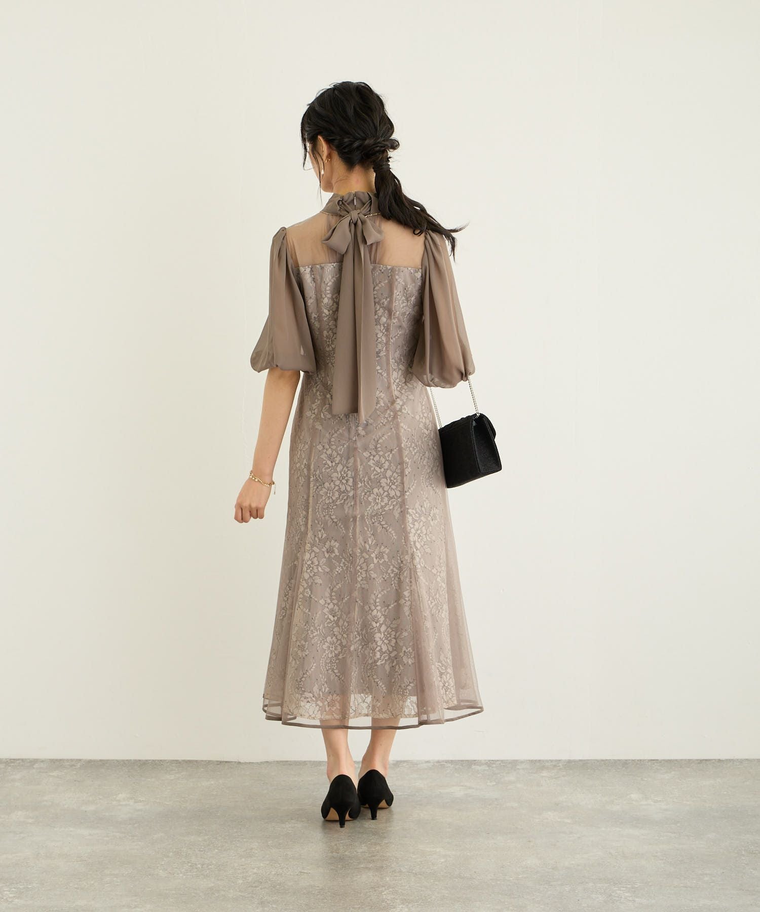 フラワーレースパフスリーブドレス|DorryDoll