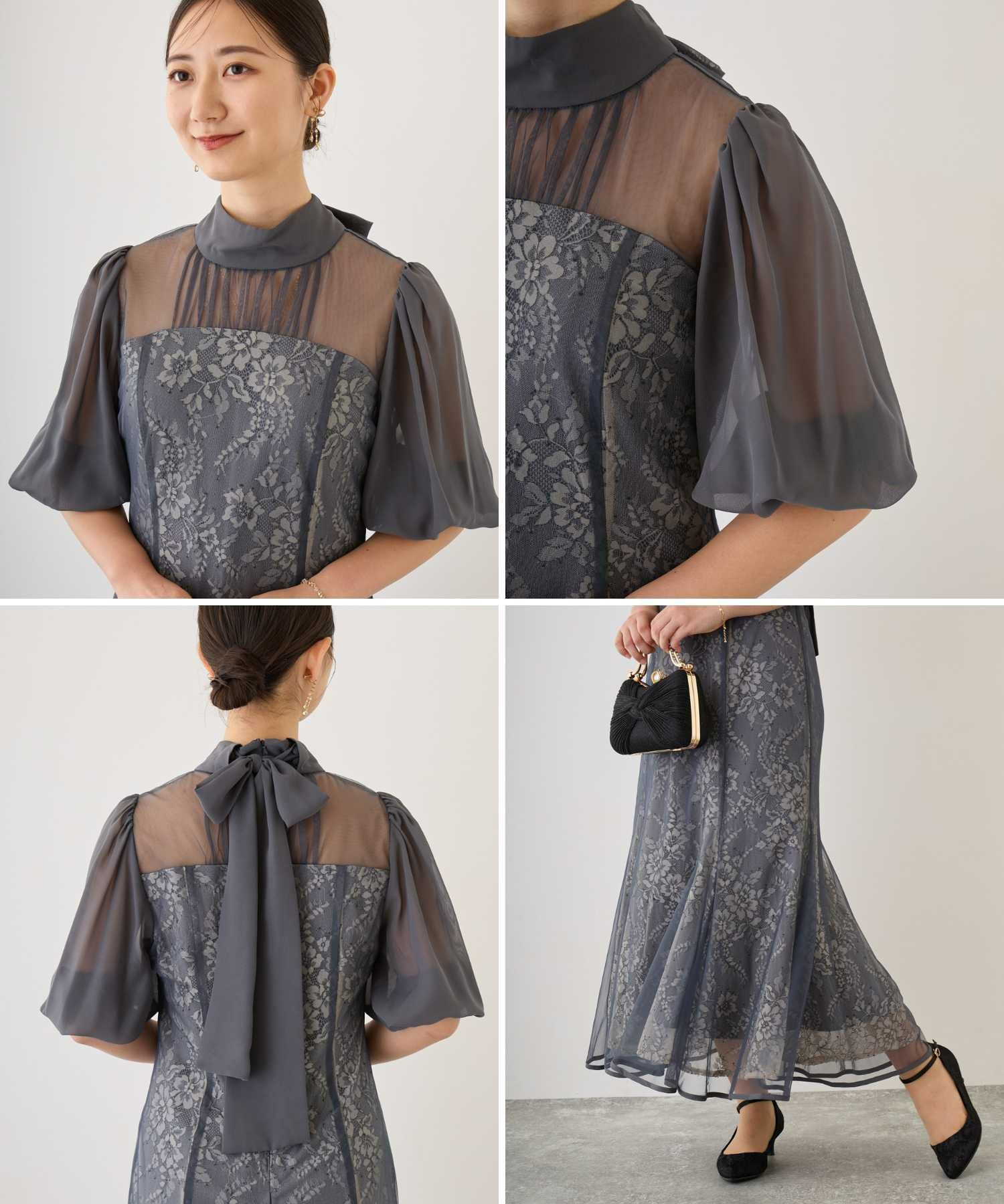 フラワーレースパフスリーブドレス|DorryDoll