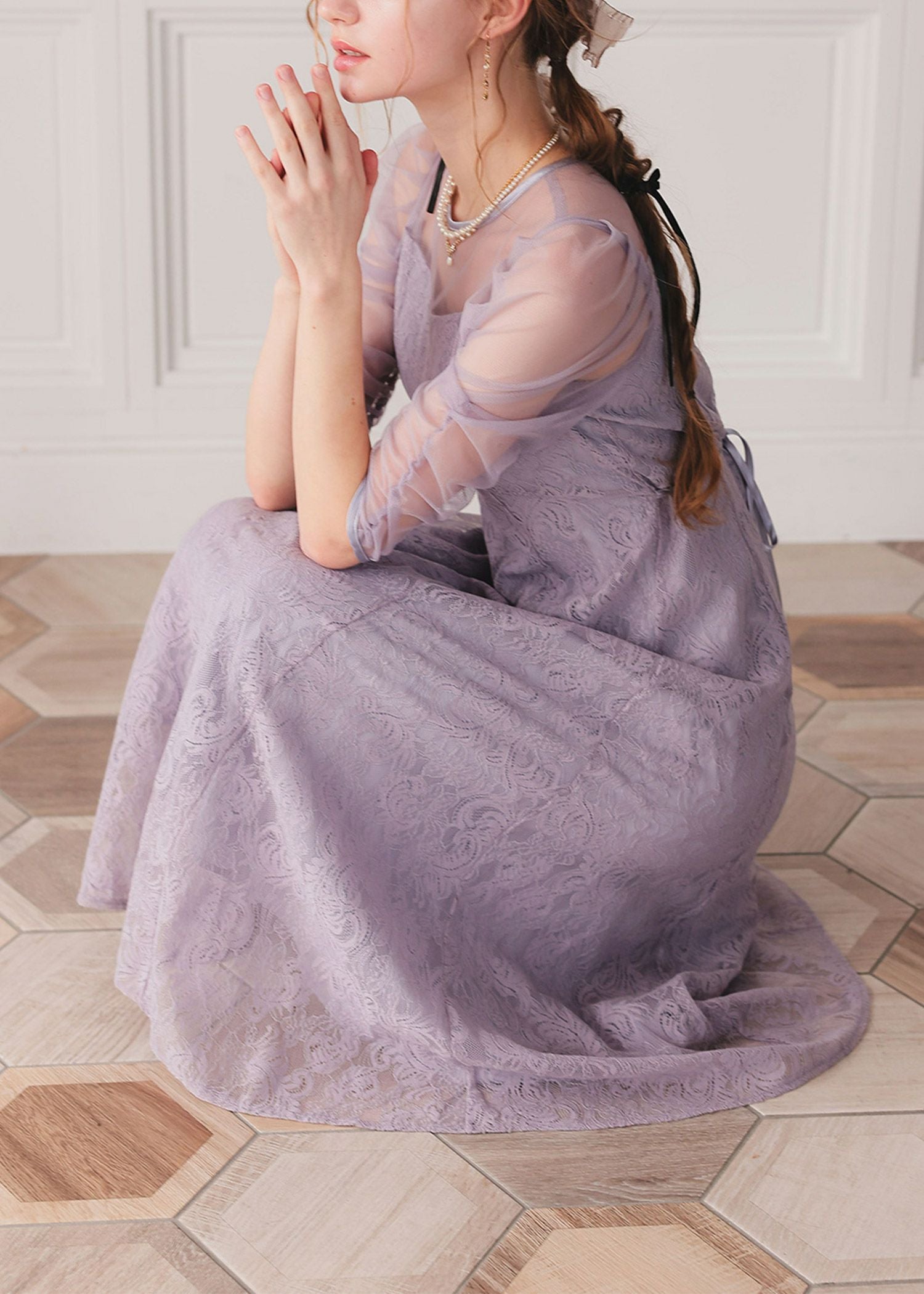 ギャザースリーブフレアドレス|DorryDoll