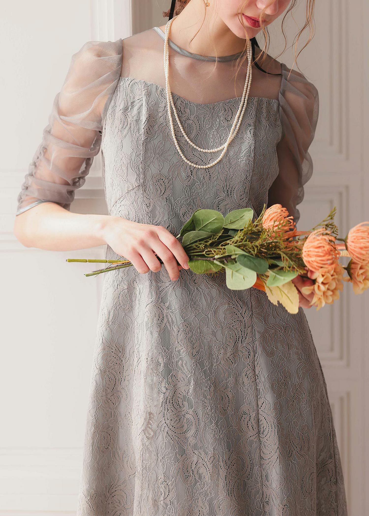 ギャザースリーブフレアドレス|DorryDoll