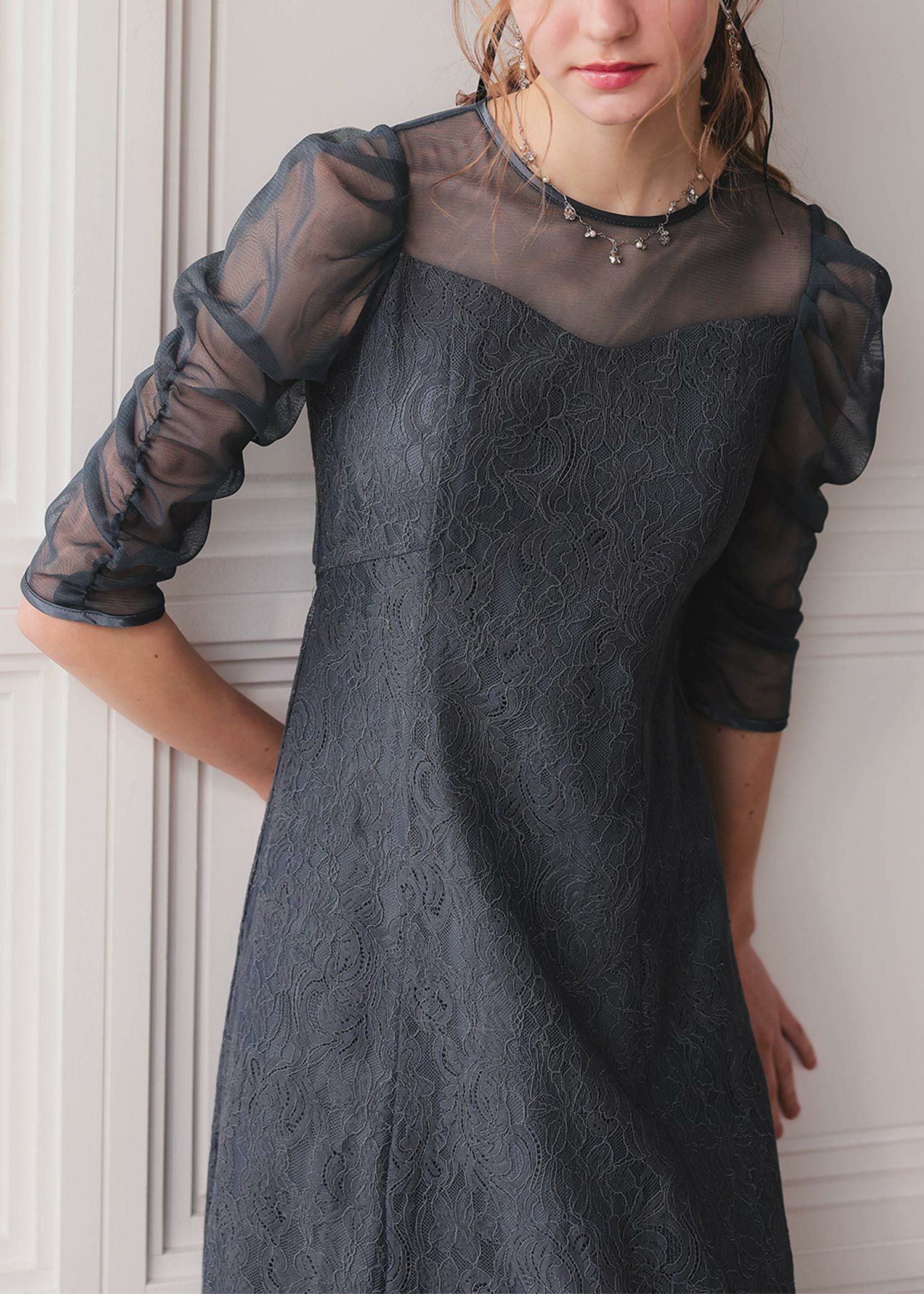 ギャザースリーブフレアドレス|DorryDoll