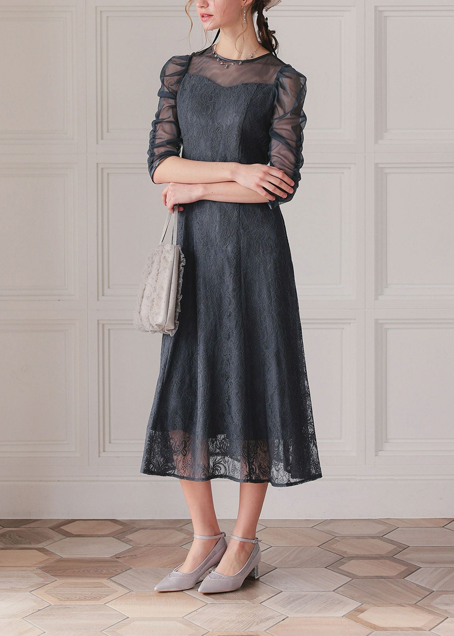 ギャザースリーブフレアドレス|DorryDoll