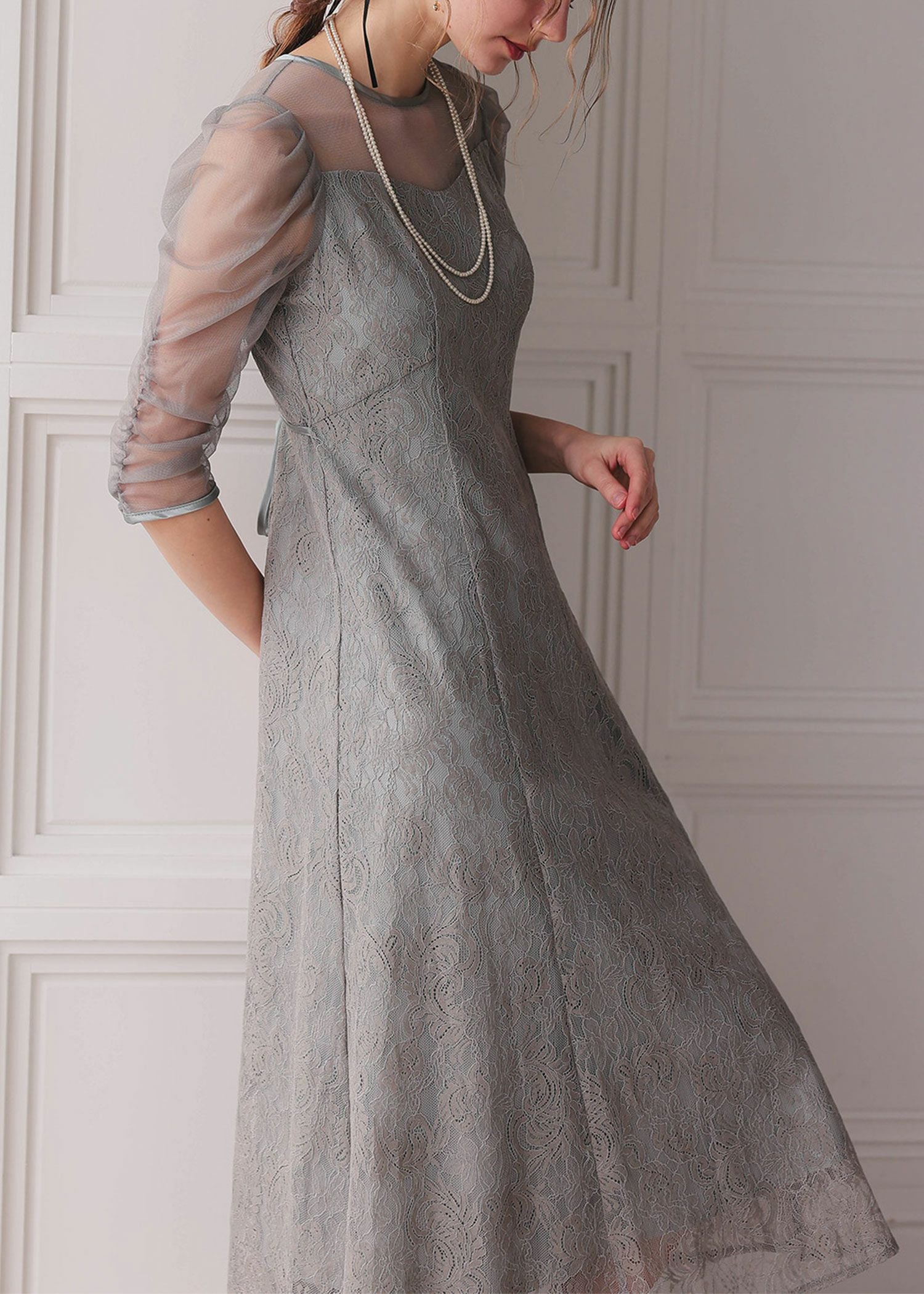 ギャザースリーブフレアドレス|DorryDoll