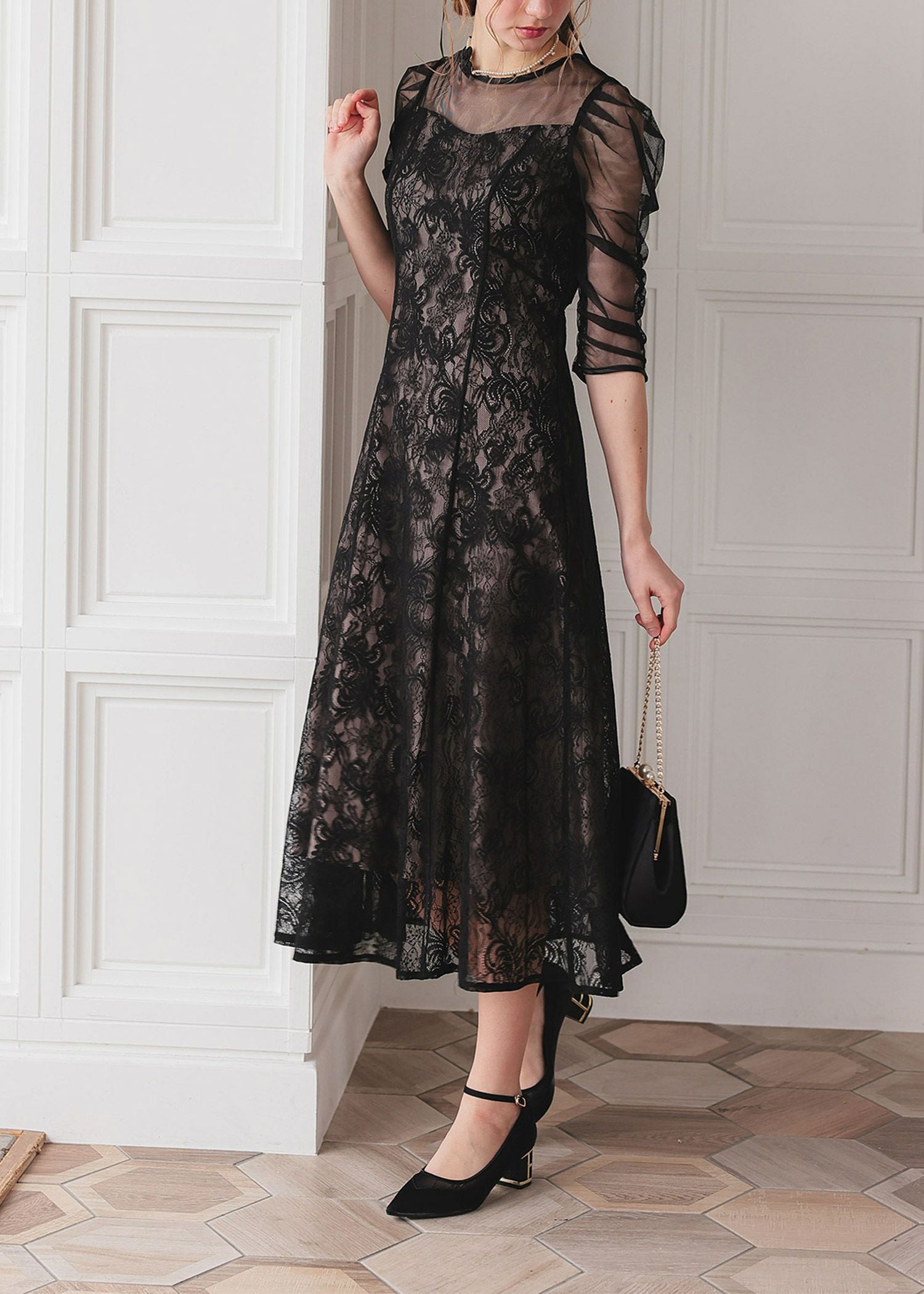 ギャザースリーブフレアドレス|DorryDoll