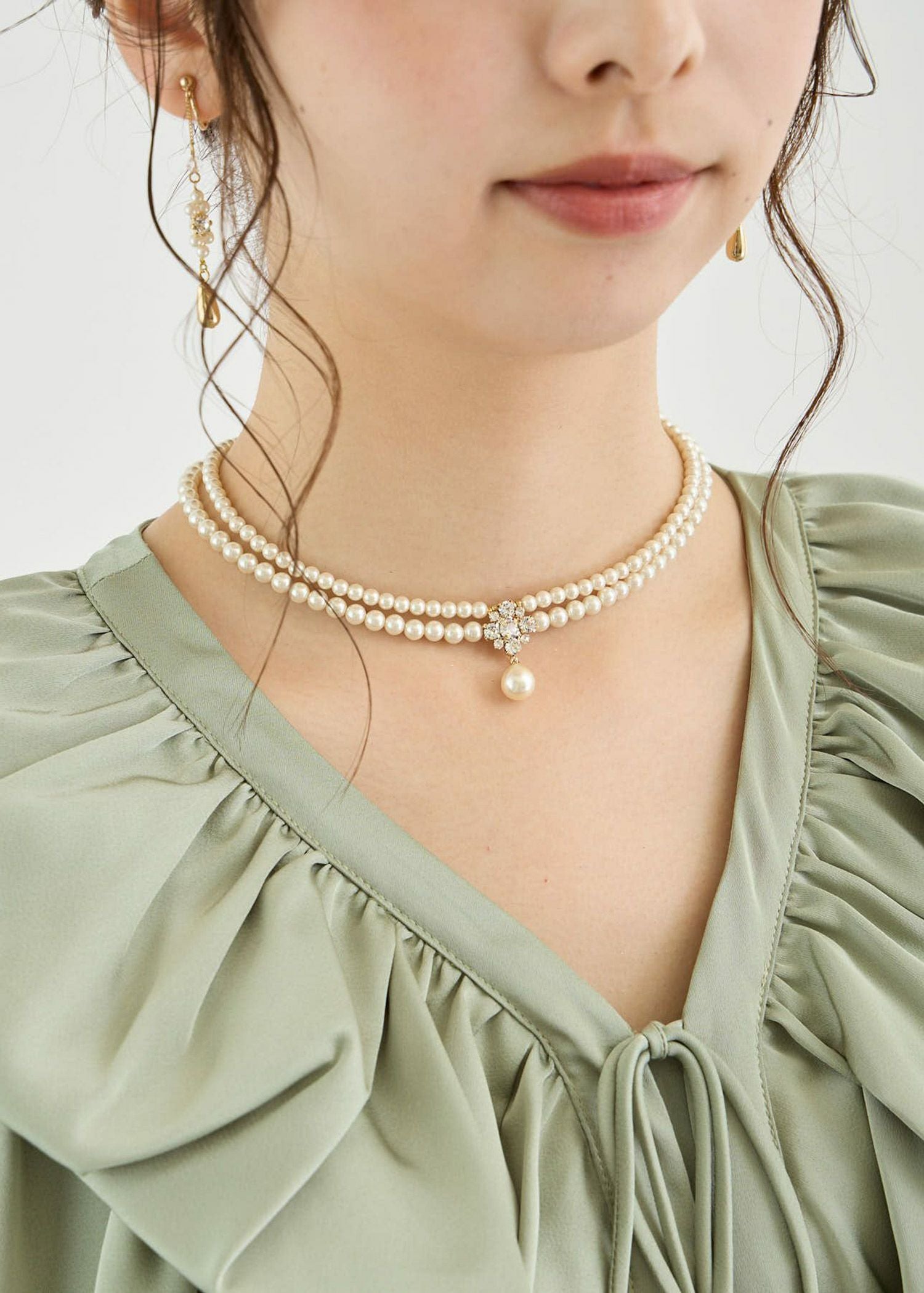 ビジューパール2連ネックレスのドレス|Dorry Doll / LE'RURE