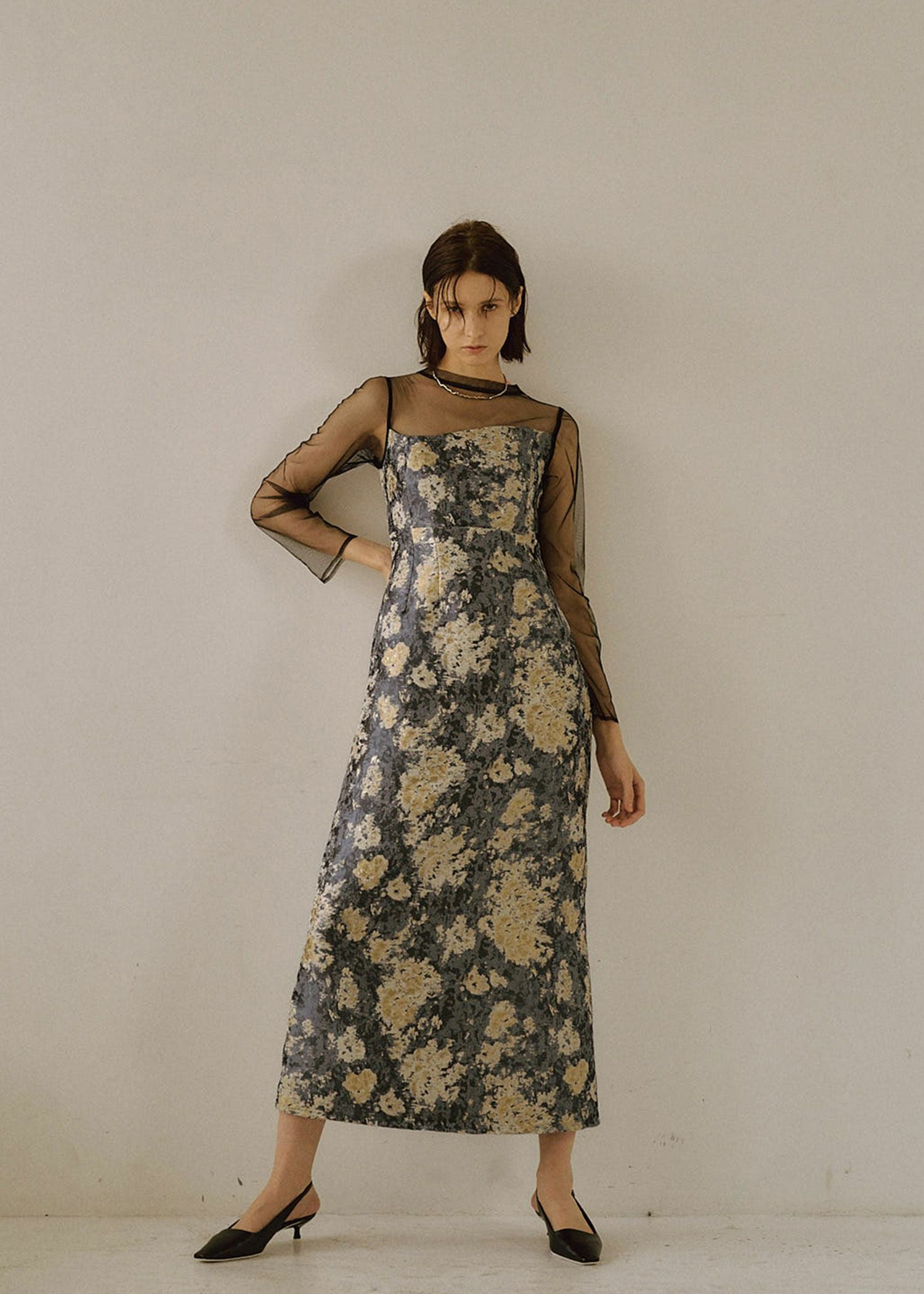 Meandering Jacquard pencil dress｜LE'RURE