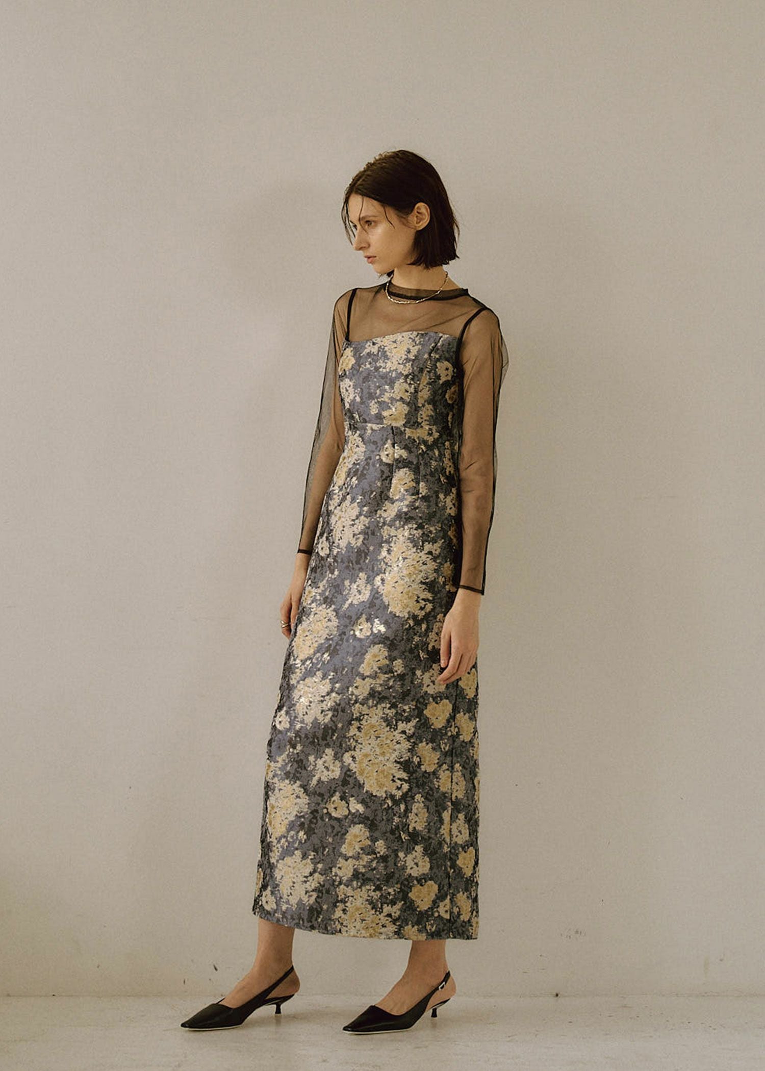 Meandering Jacquard pencil dress｜LE'RURE