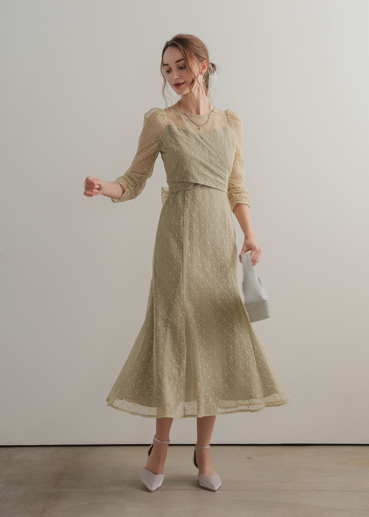 カシュクールデザインレースドレス|Dorry Doll