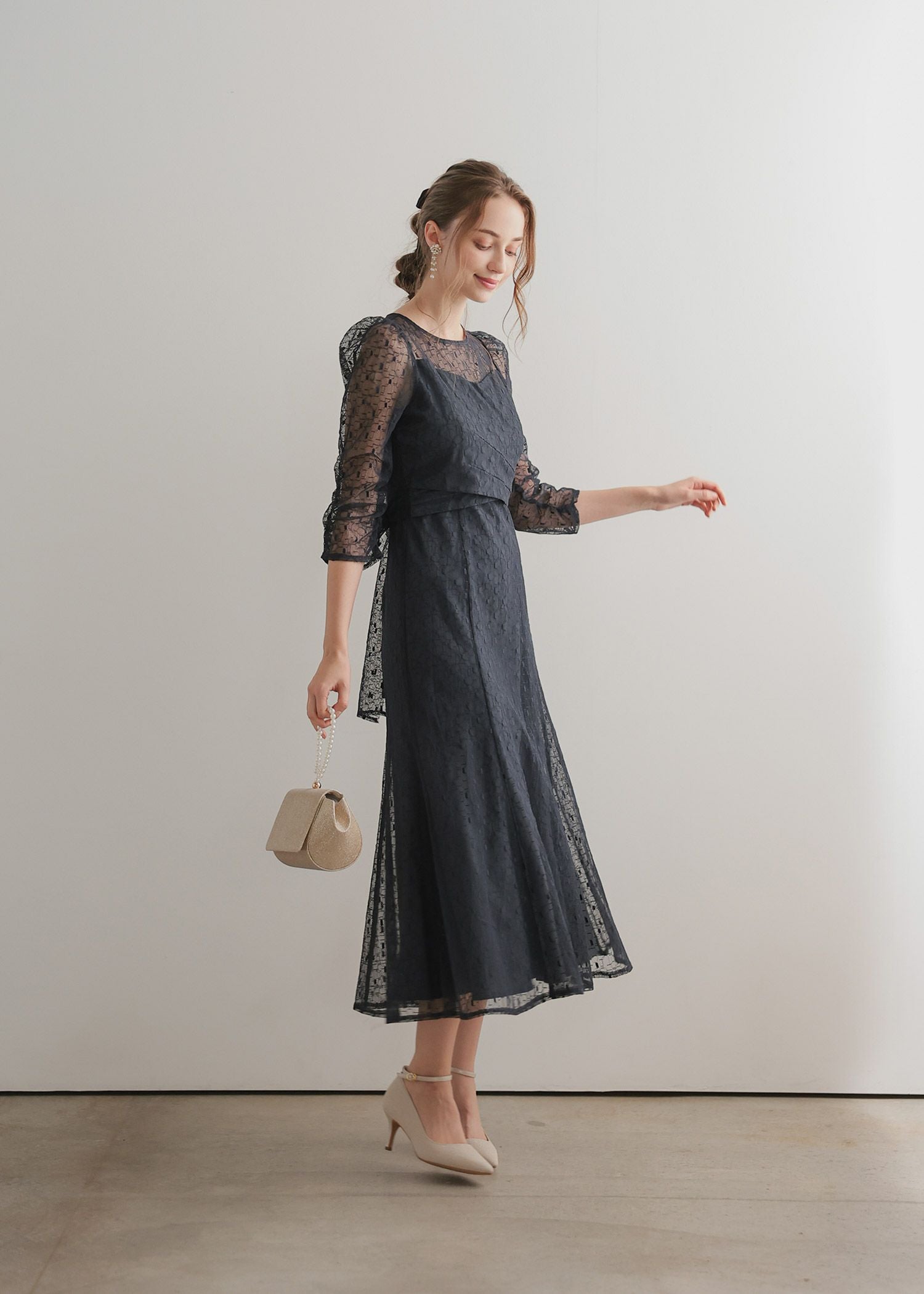 カシュクールデザインレースドレス|Dorry Doll