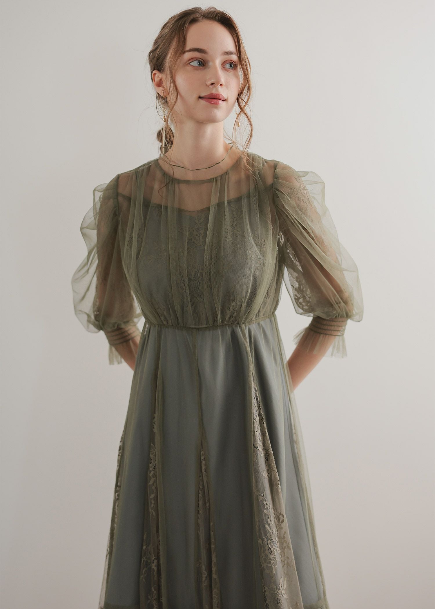 エアリースリーブコンビネーションドレス｜DorryDoll