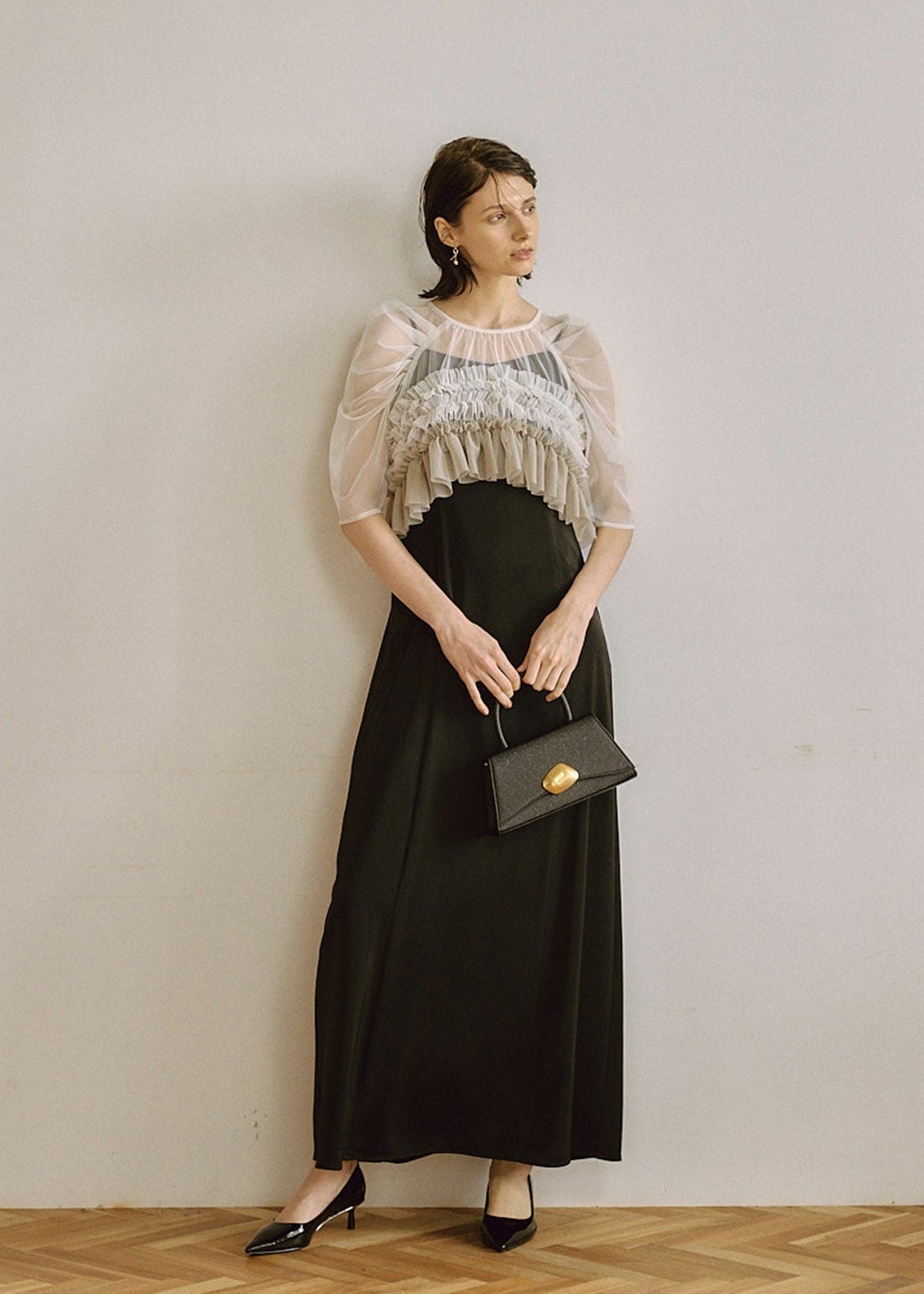 Ruffle tulle airy dress|LE'RURE