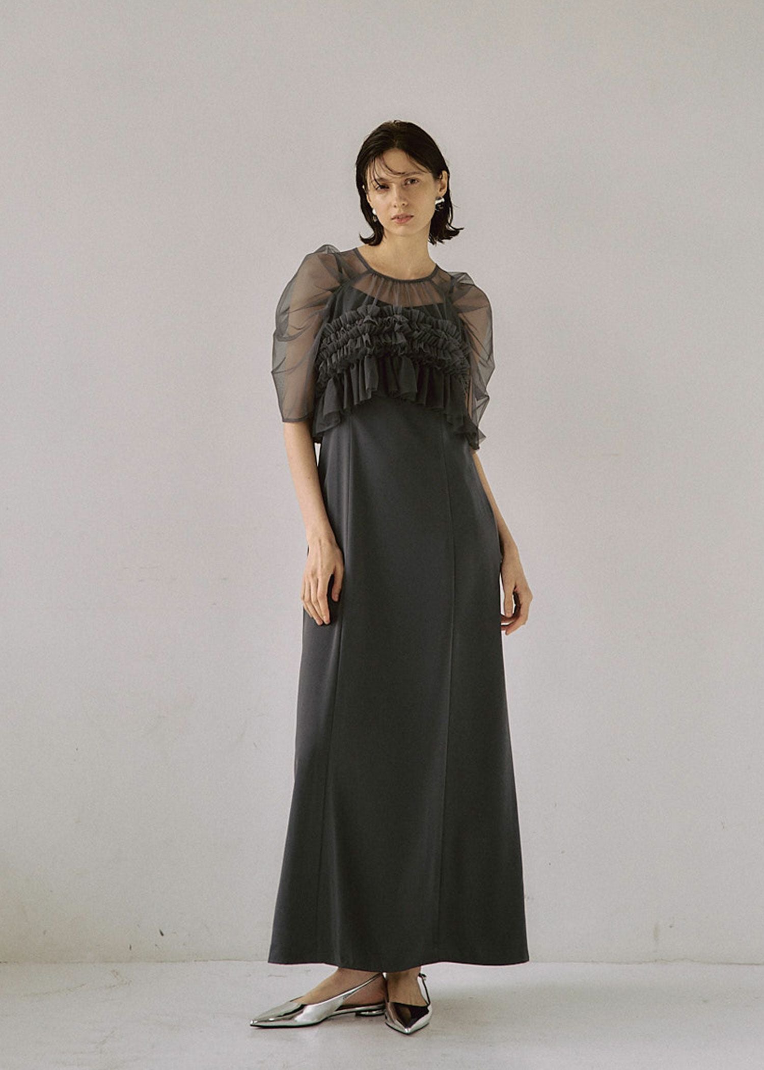 Ruffle tulle airy dress|LE'RURE