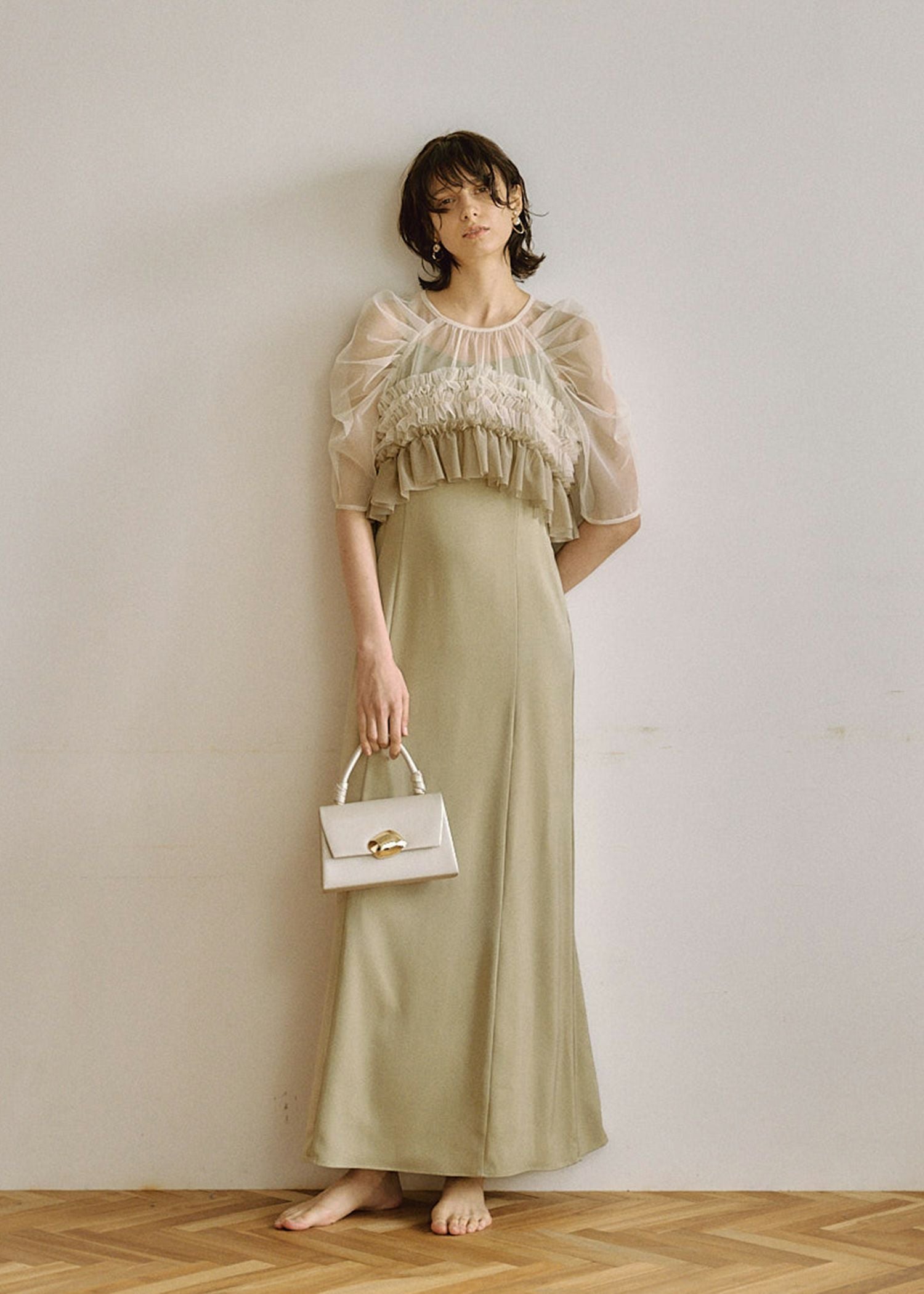 Ruffle tulle airy dress|LE'RURE