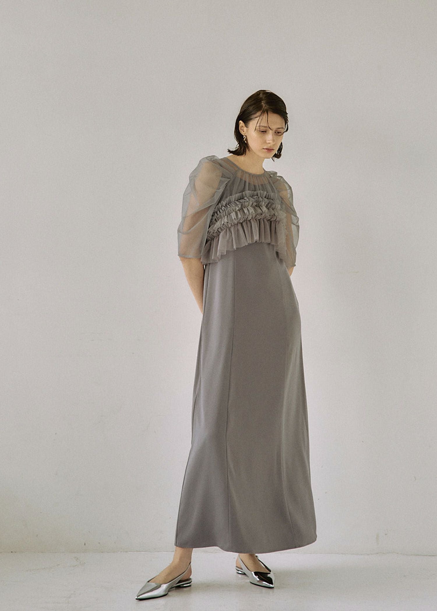 Ruffle tulle airy dress|LE'RURE