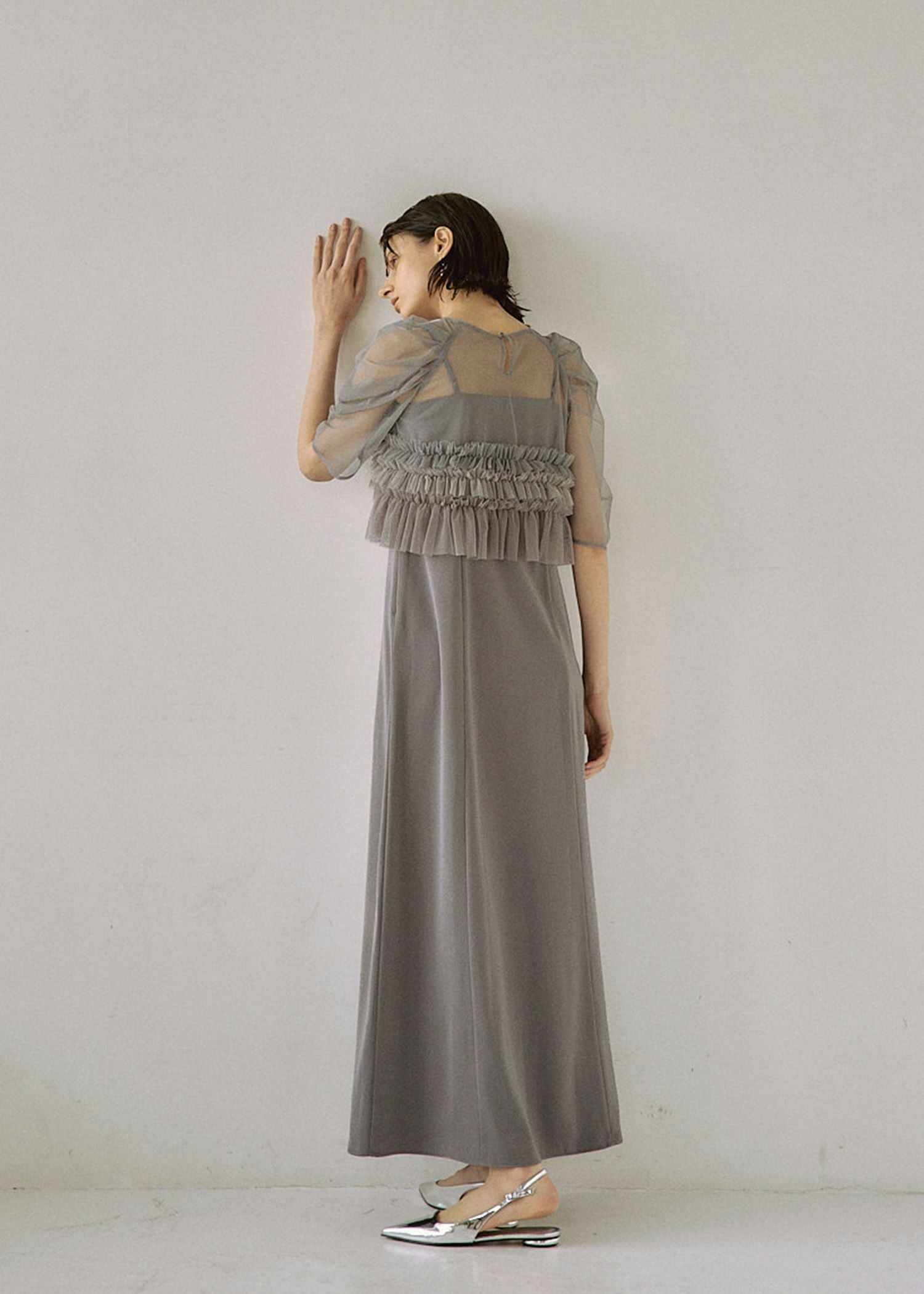Ruffle tulle airy dress|LE'RURE
