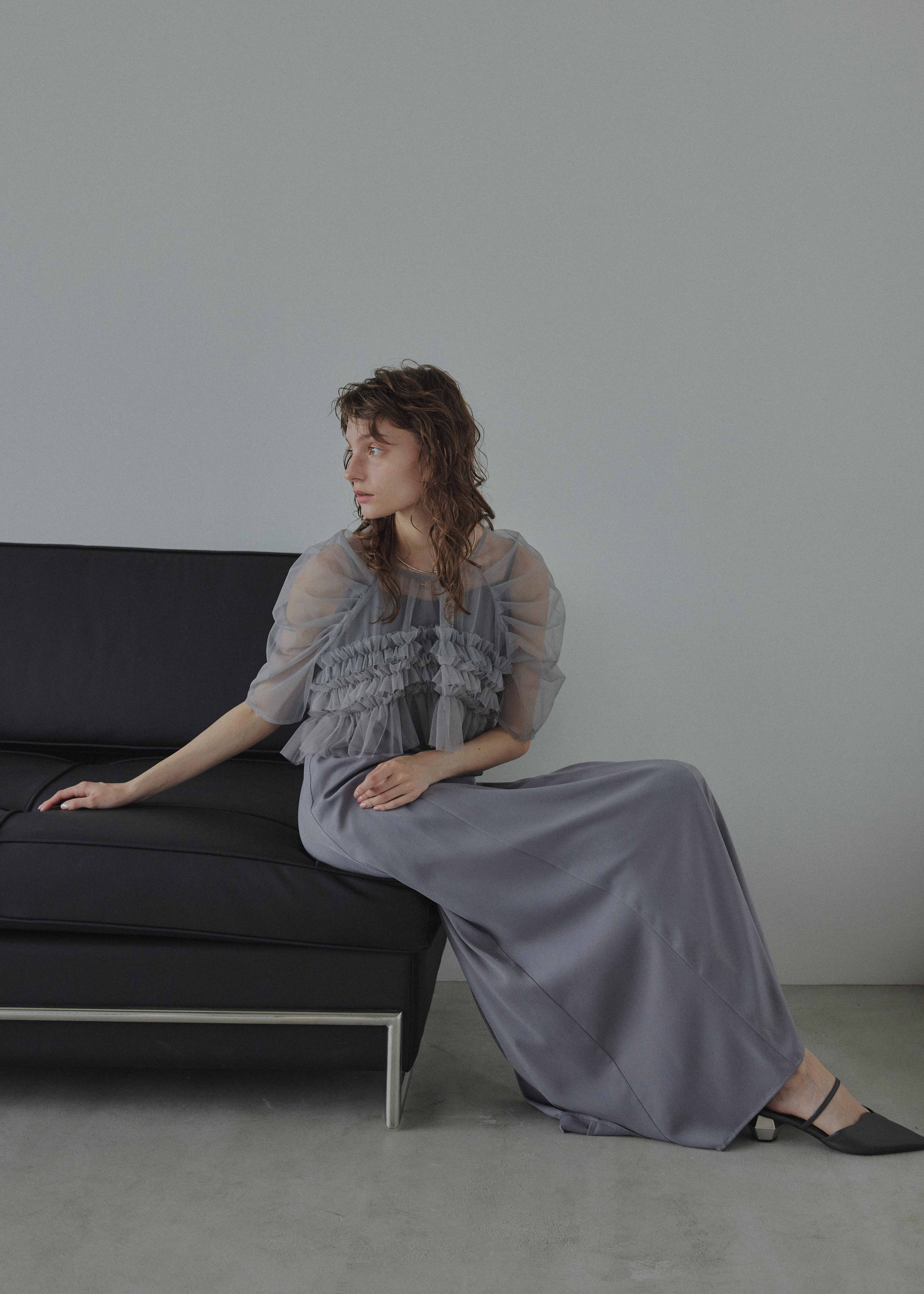 Ruffle tulle airy dress|LE'RURE