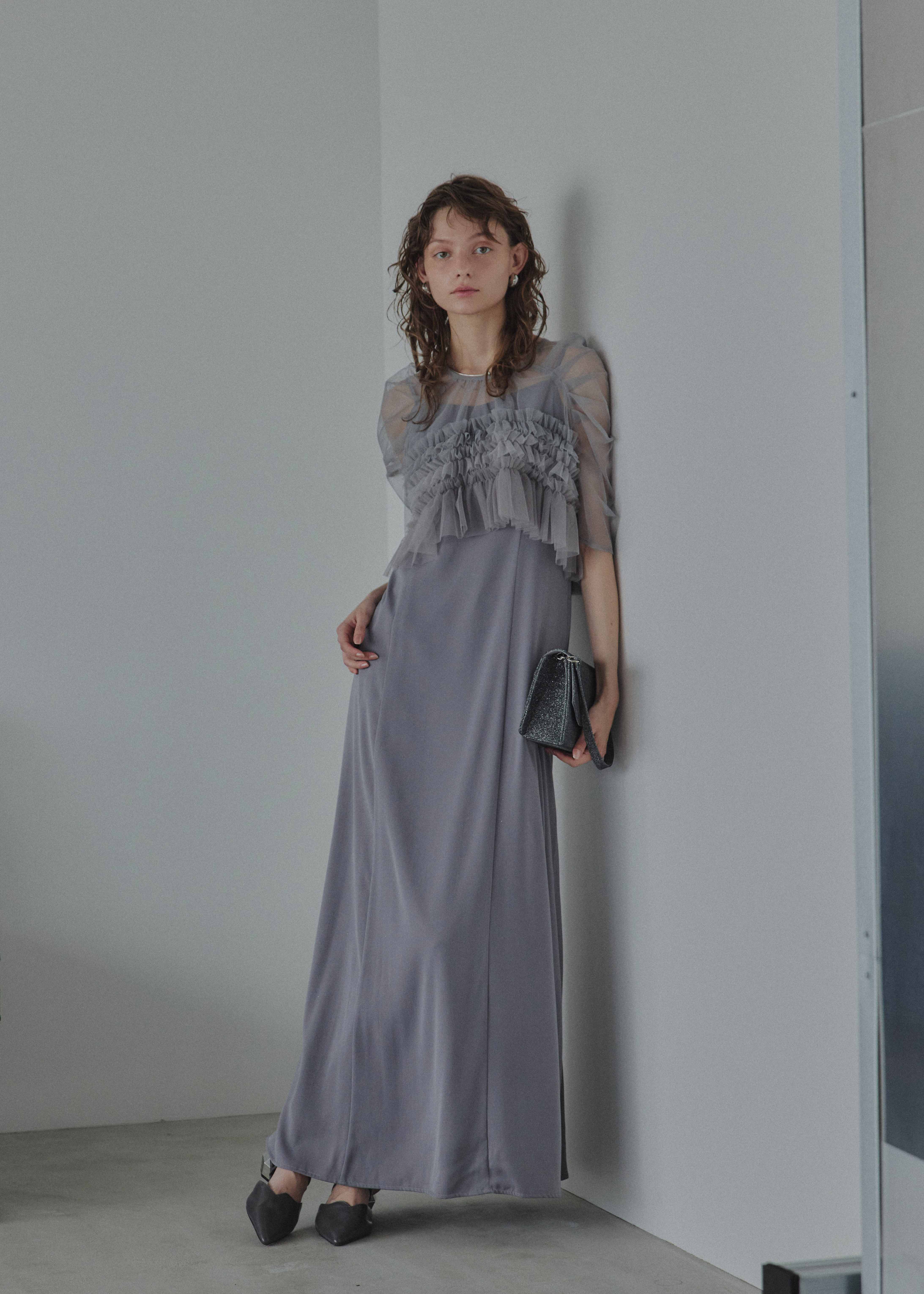 Ruffle tulle airy dress|LE'RURE