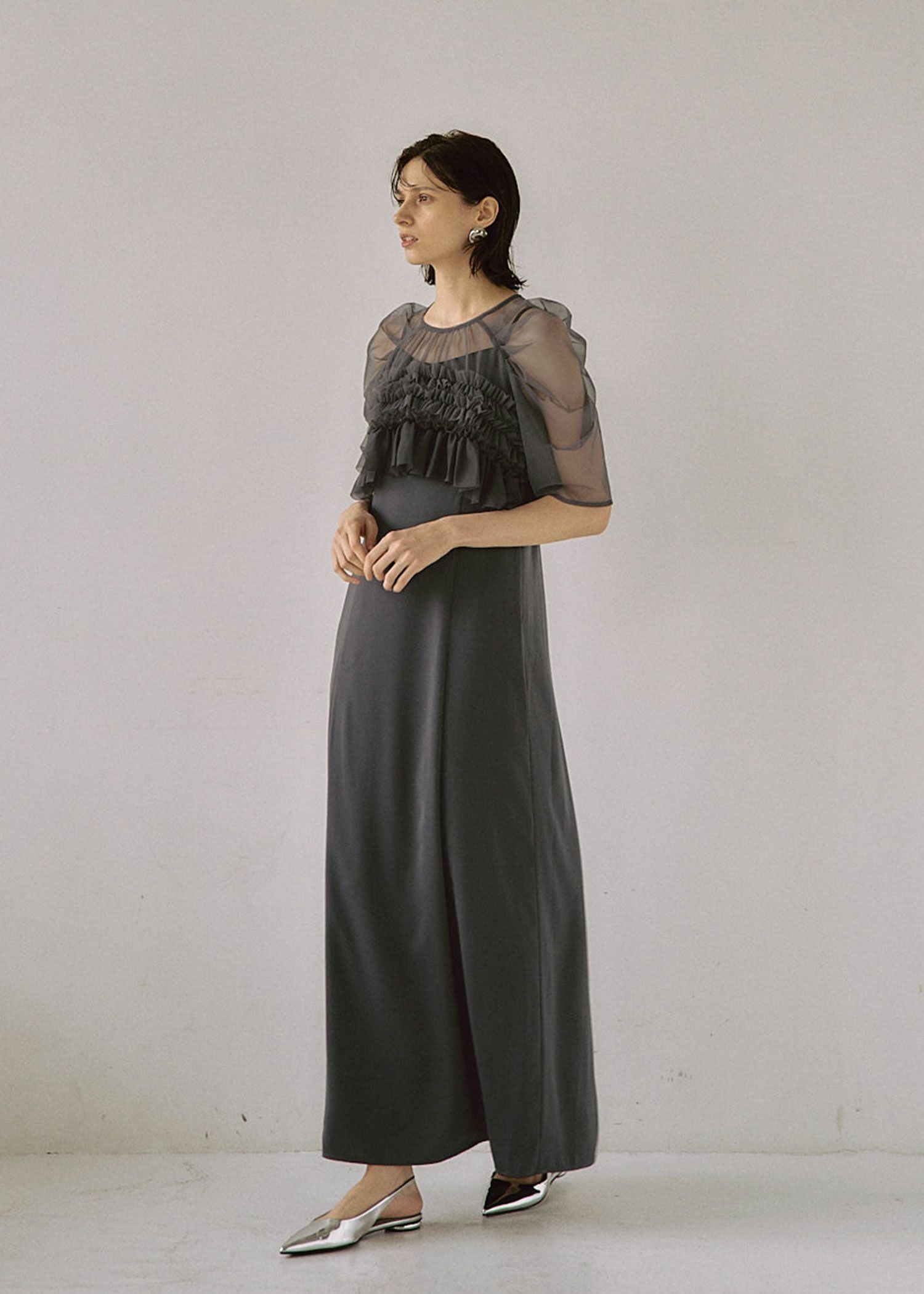 Ruffle tulle airy dress|LE'RURE