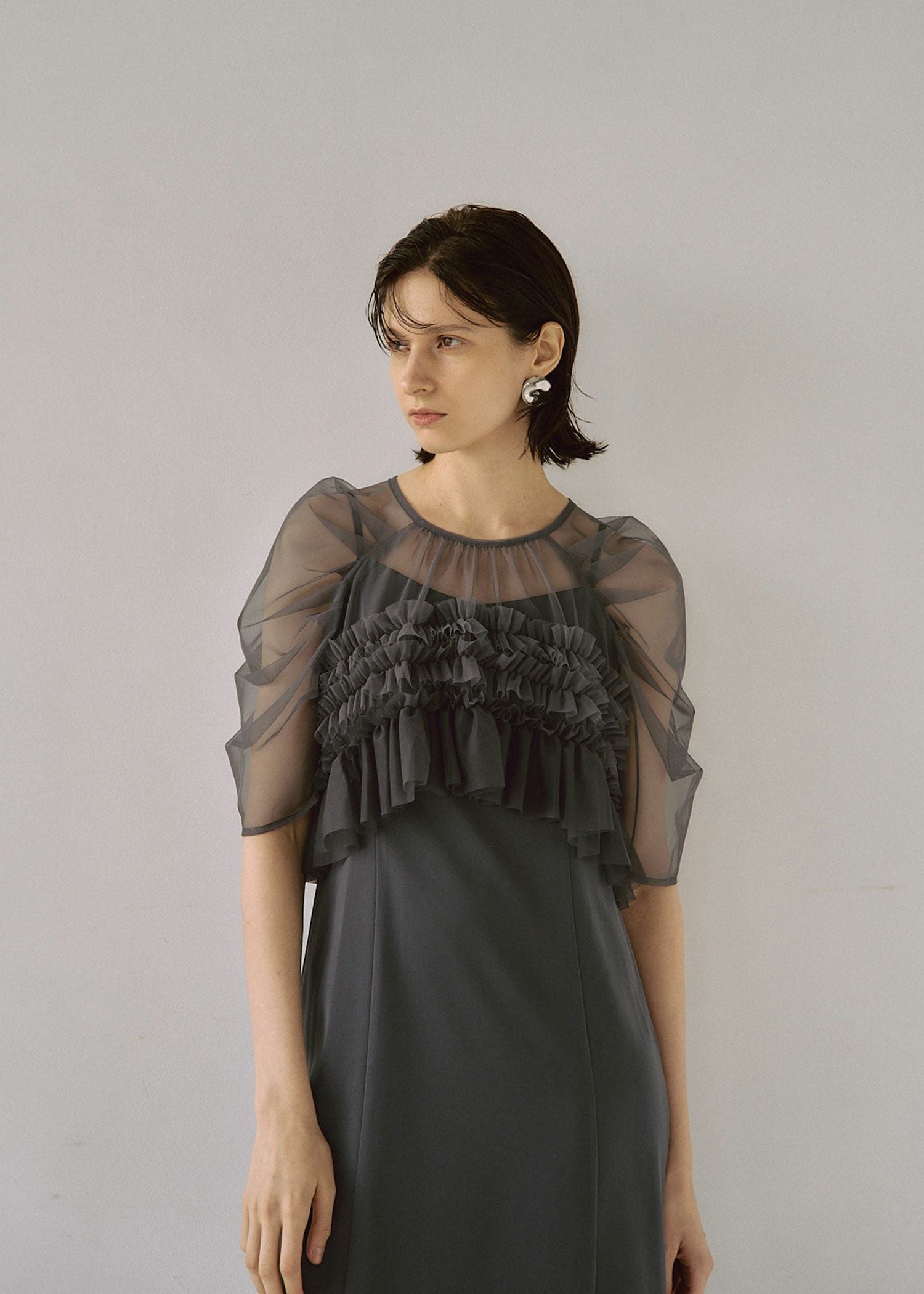 Ruffle tulle airy dress|LE'RURE