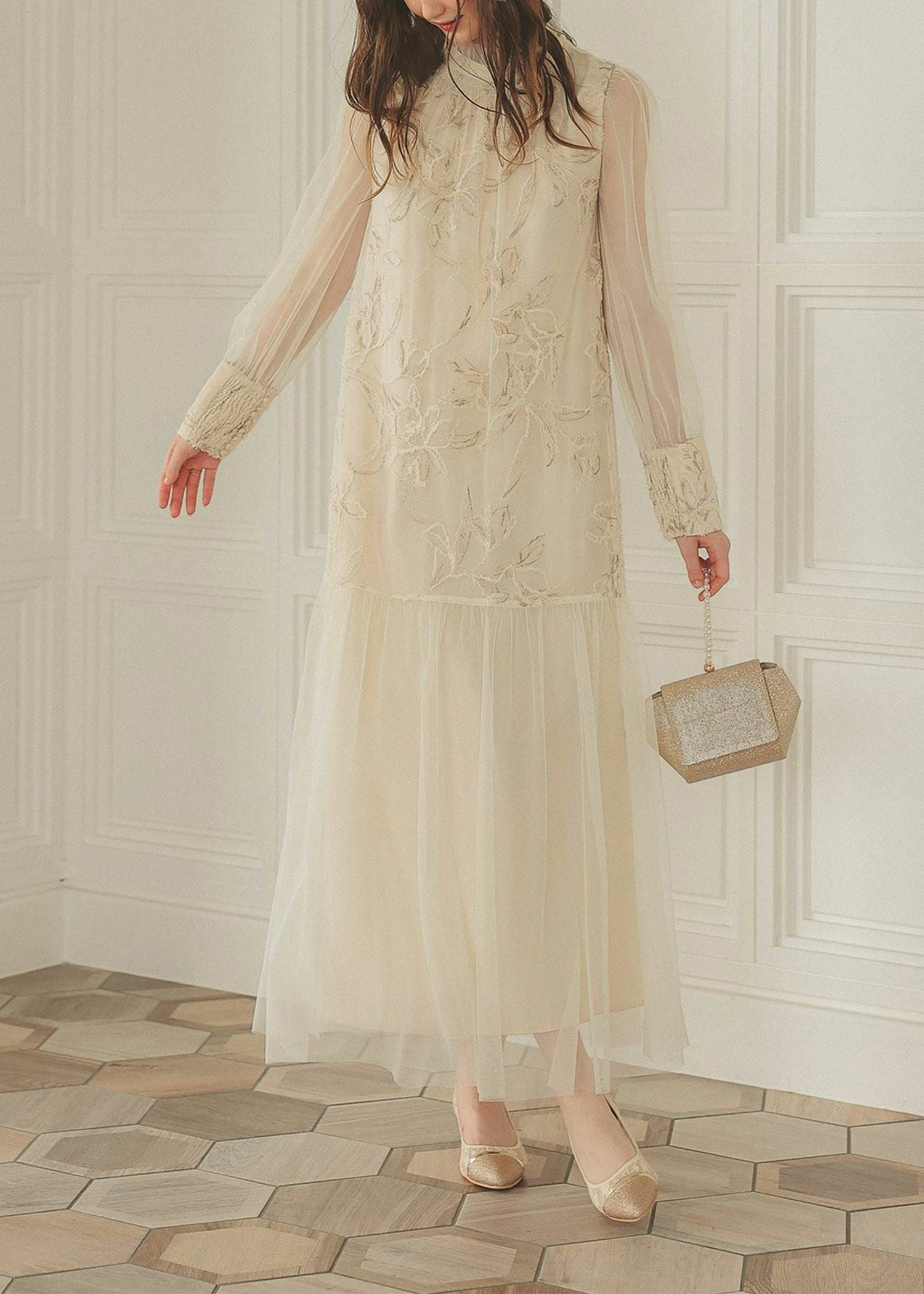 フェザーフラワーチュールドレス｜Dorry Doll