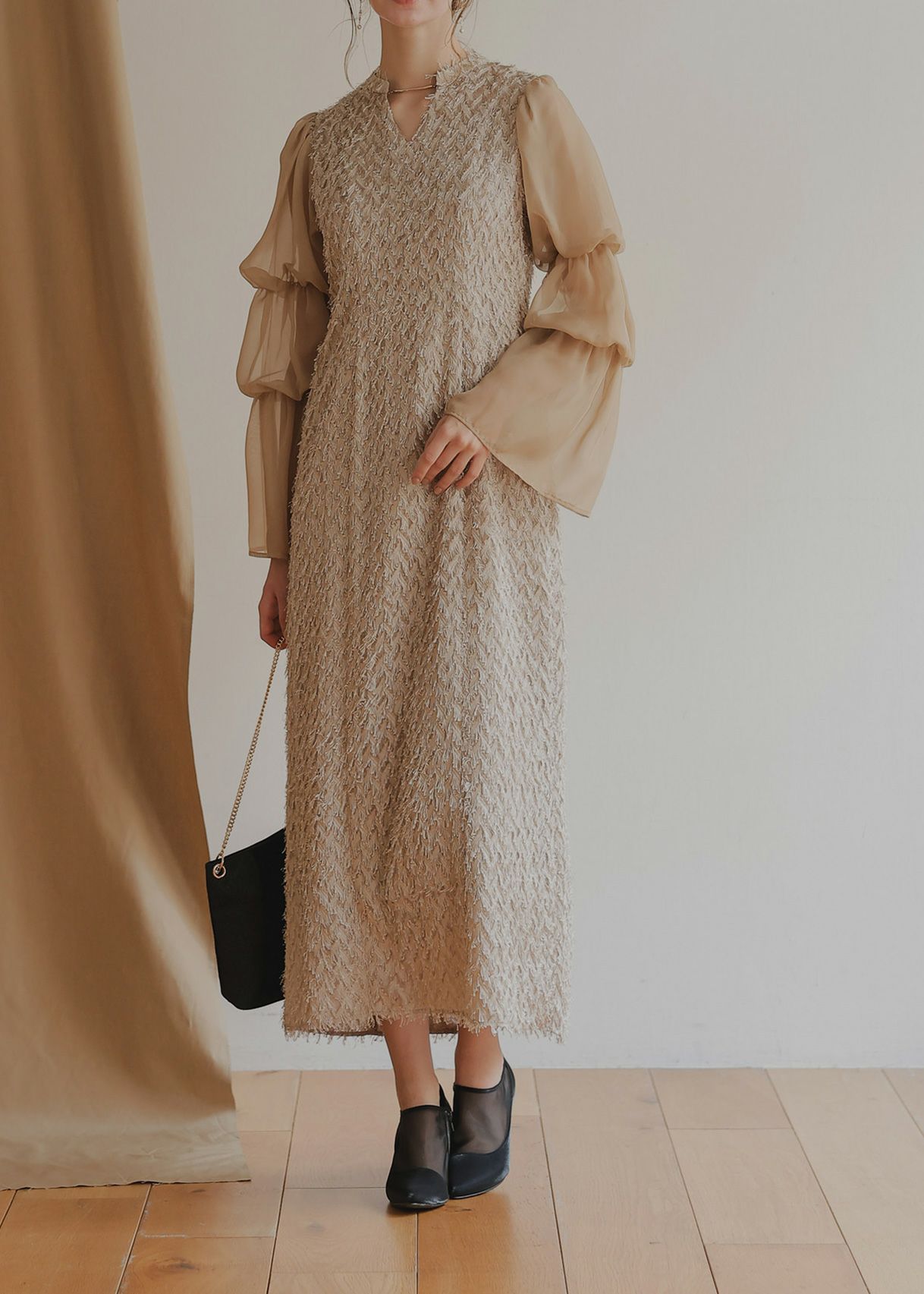 デザインスリーブシャギードレスのドレス|Dorry Doll / LE'RURE