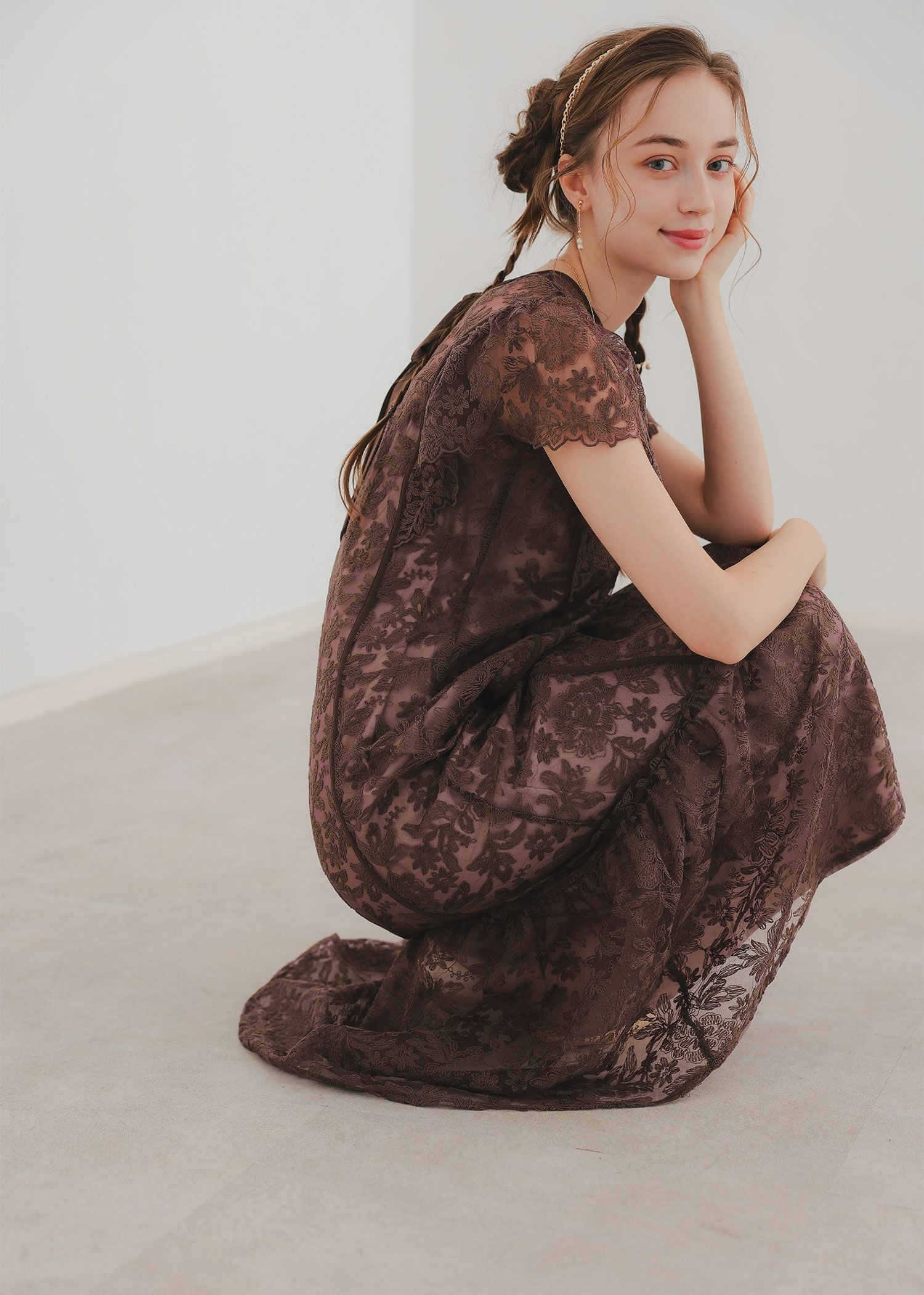 フラワーレースバックリボンドレス｜DorryDoll