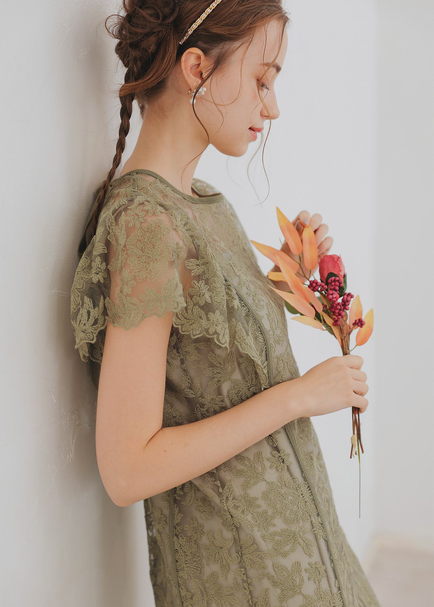 フラワーレースバックリボンドレス｜DorryDoll