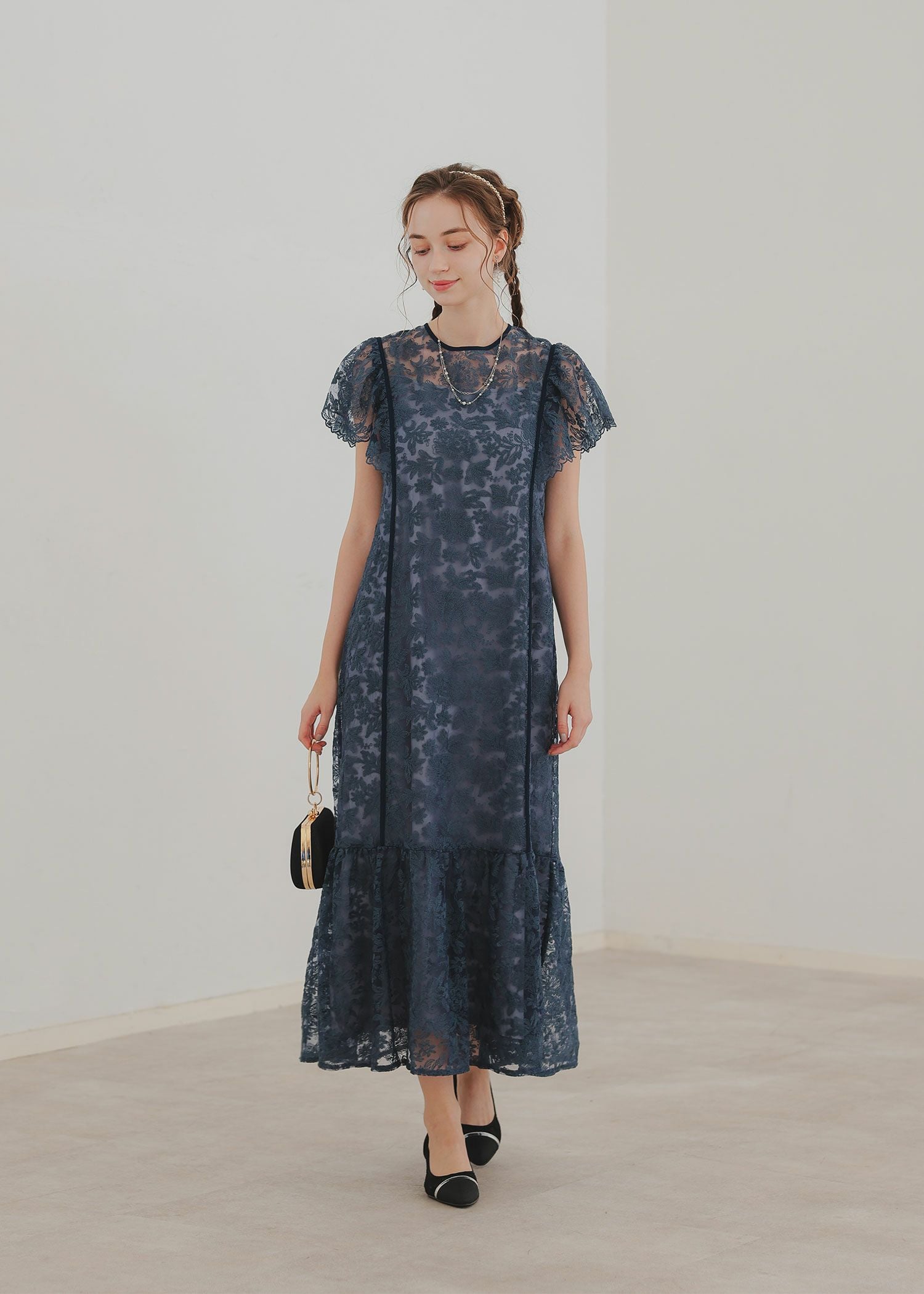 フラワーレースバックリボンドレス｜DorryDoll