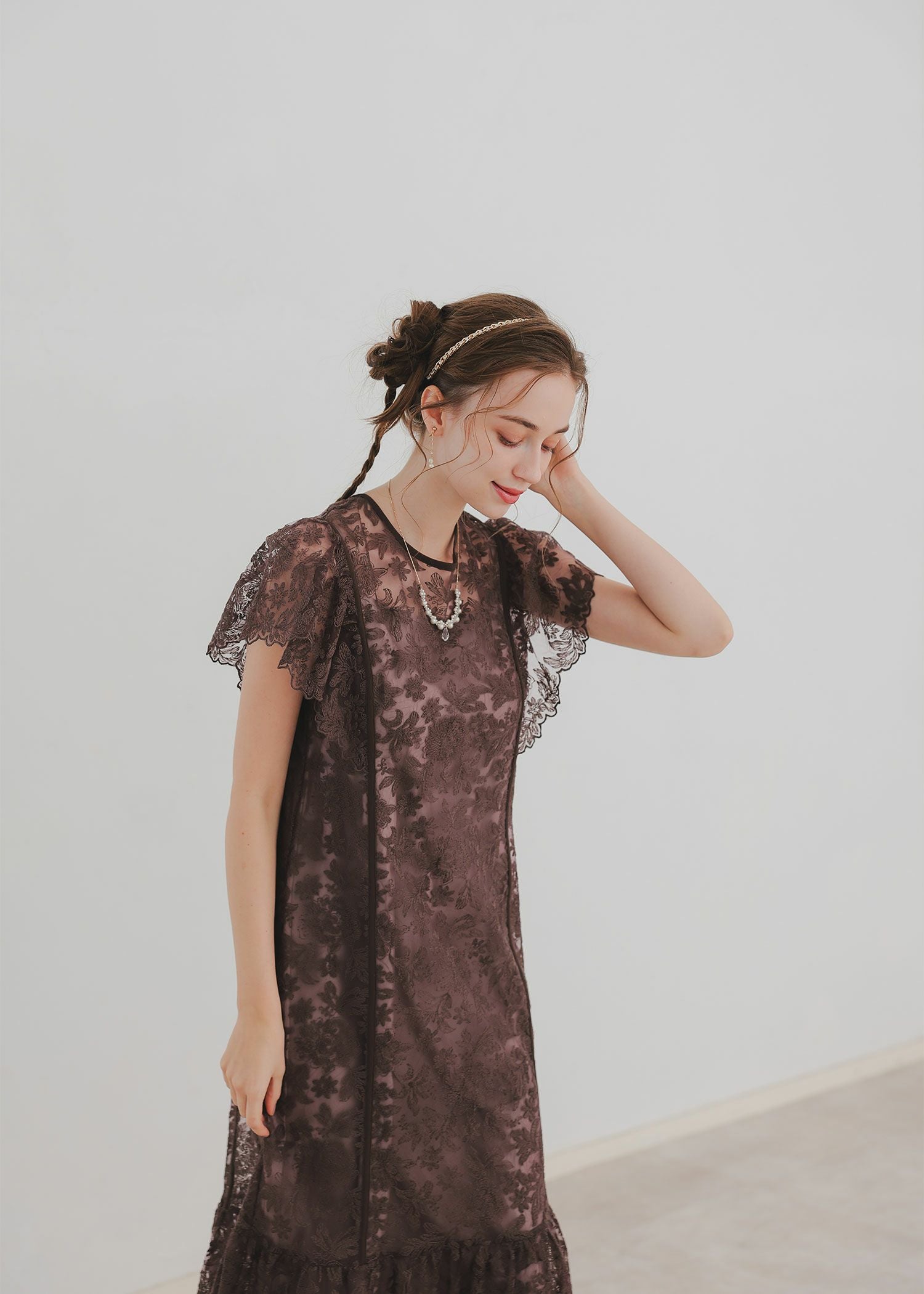 ギャザースリーブフラワードレス｜DorryDoll