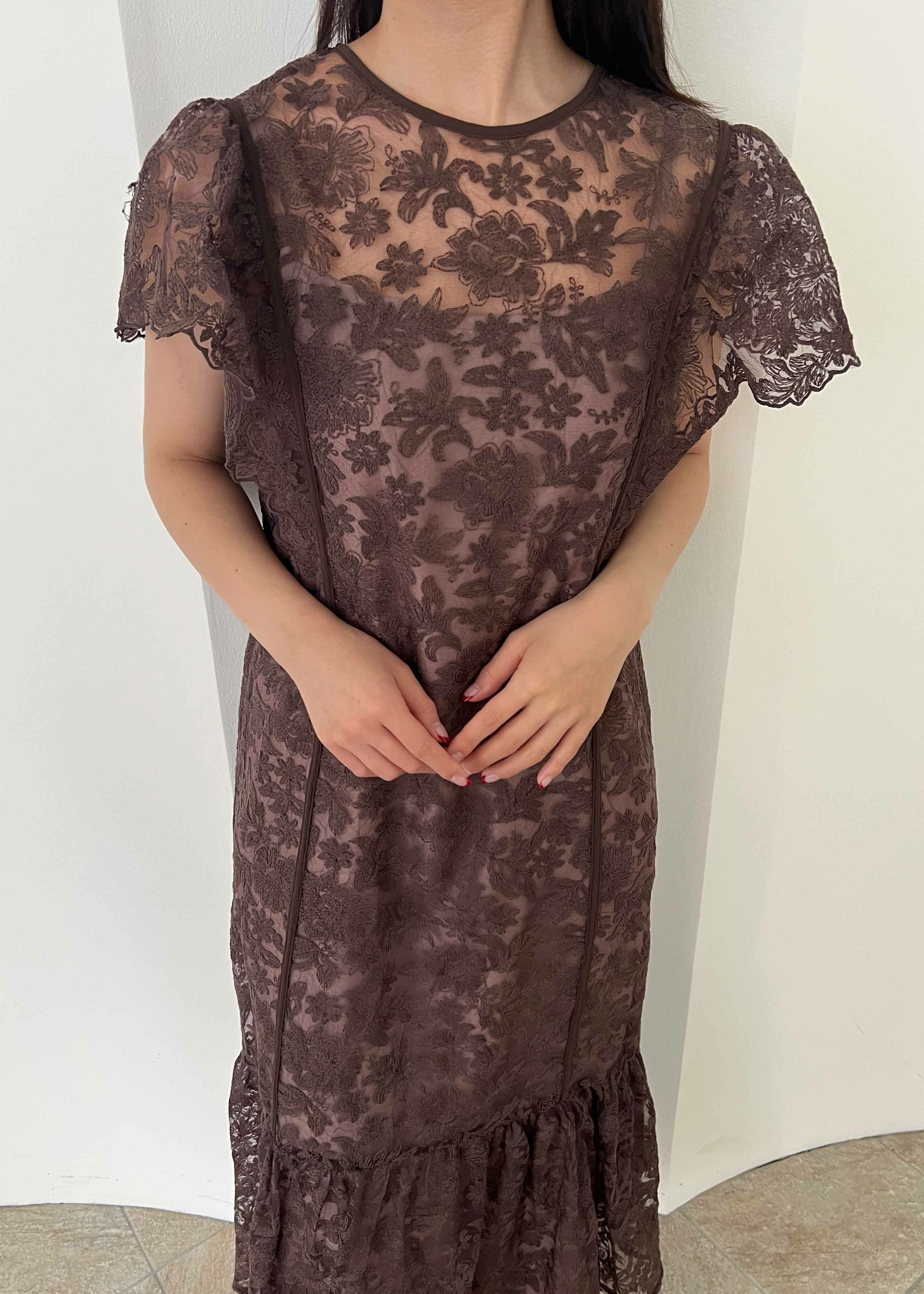 フラワーレースバックリボンドレス｜DorryDoll