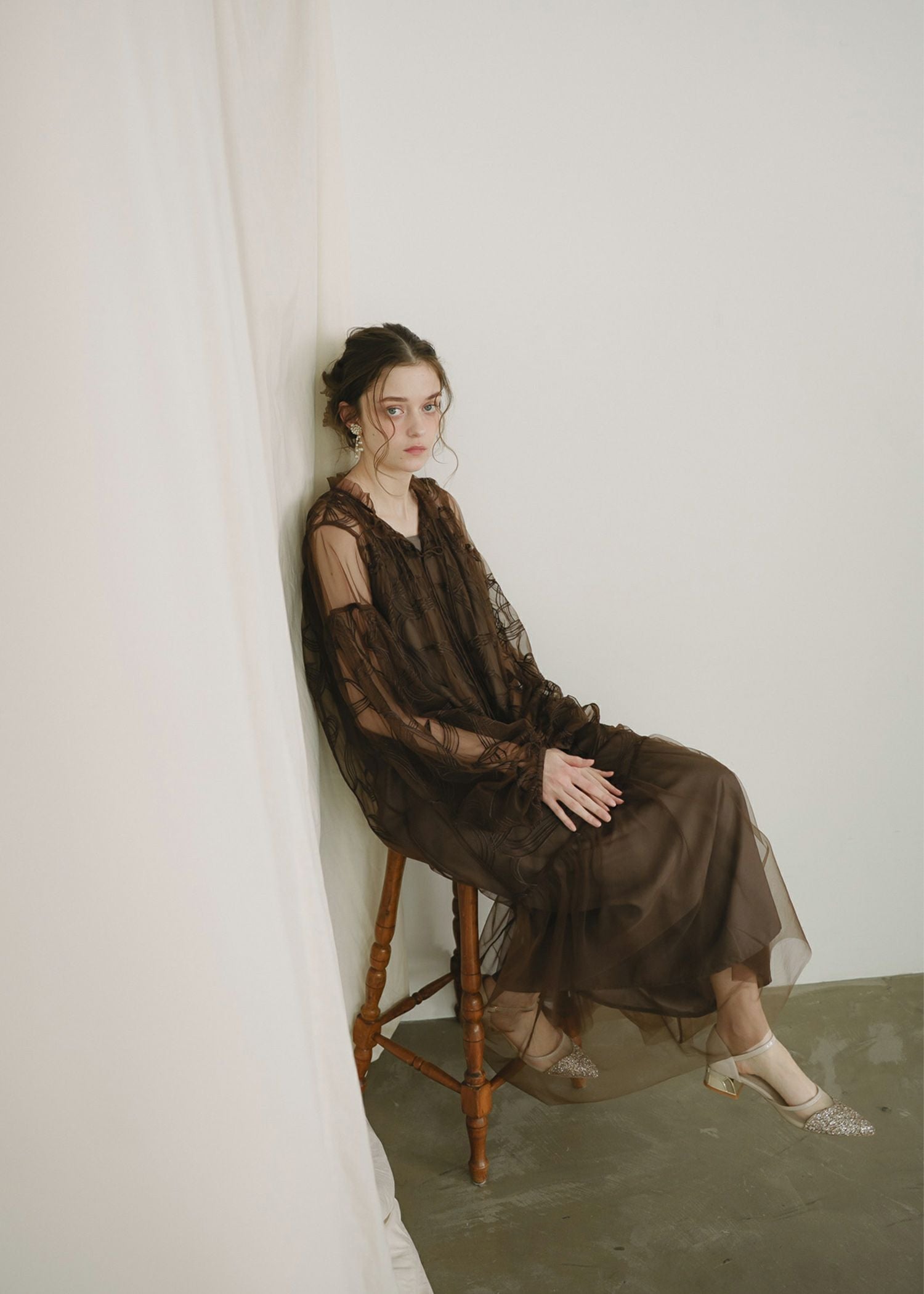 リボンエンブロイダリーレイヤードドレス｜DorryDoll