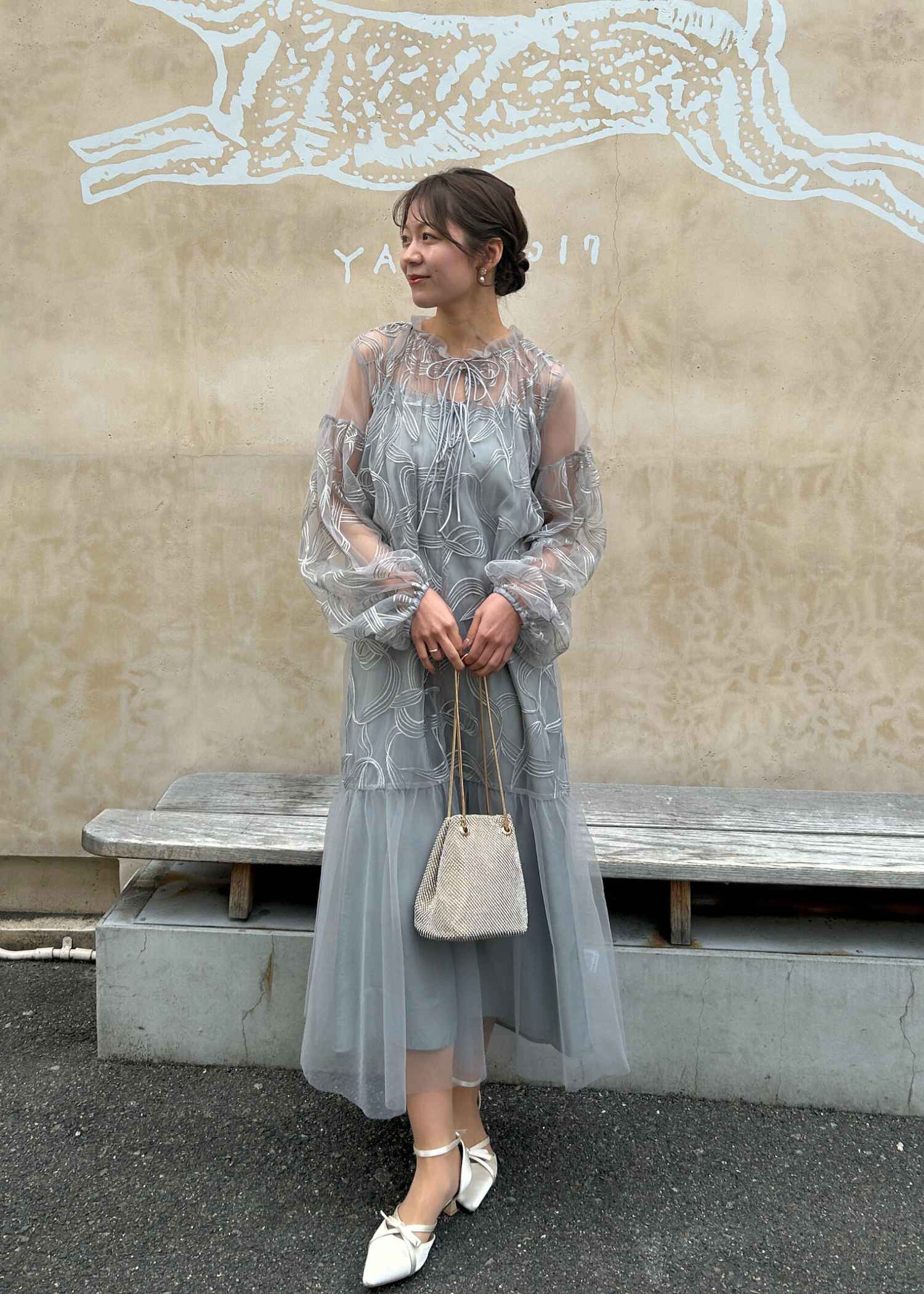 リボンエンブロイダリーレイヤードドレス｜DorryDoll