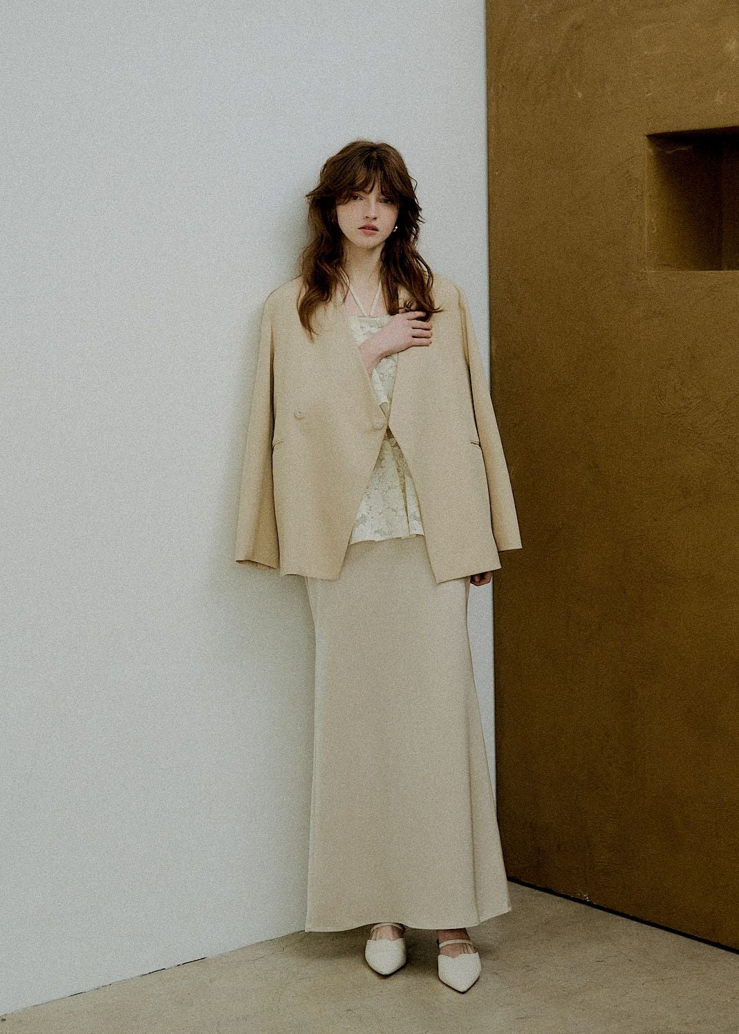 Melange collarless jacketのドレス|Dorry Doll / LE'RURE