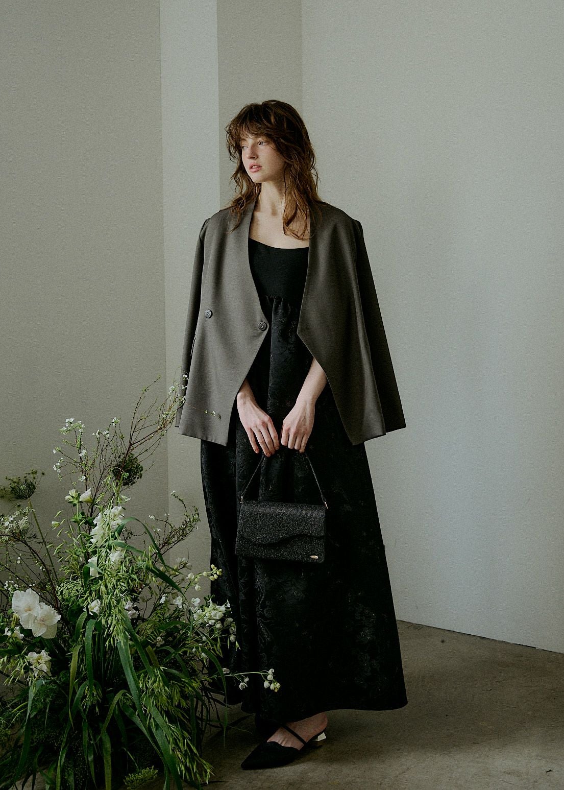 Melange collarless jacketのドレス|Dorry Doll / LE'RURE