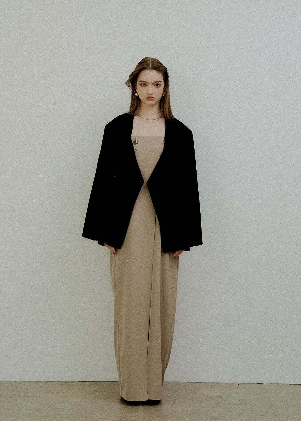 Melange collarless jacketのドレス|Dorry Doll / LE'RURE