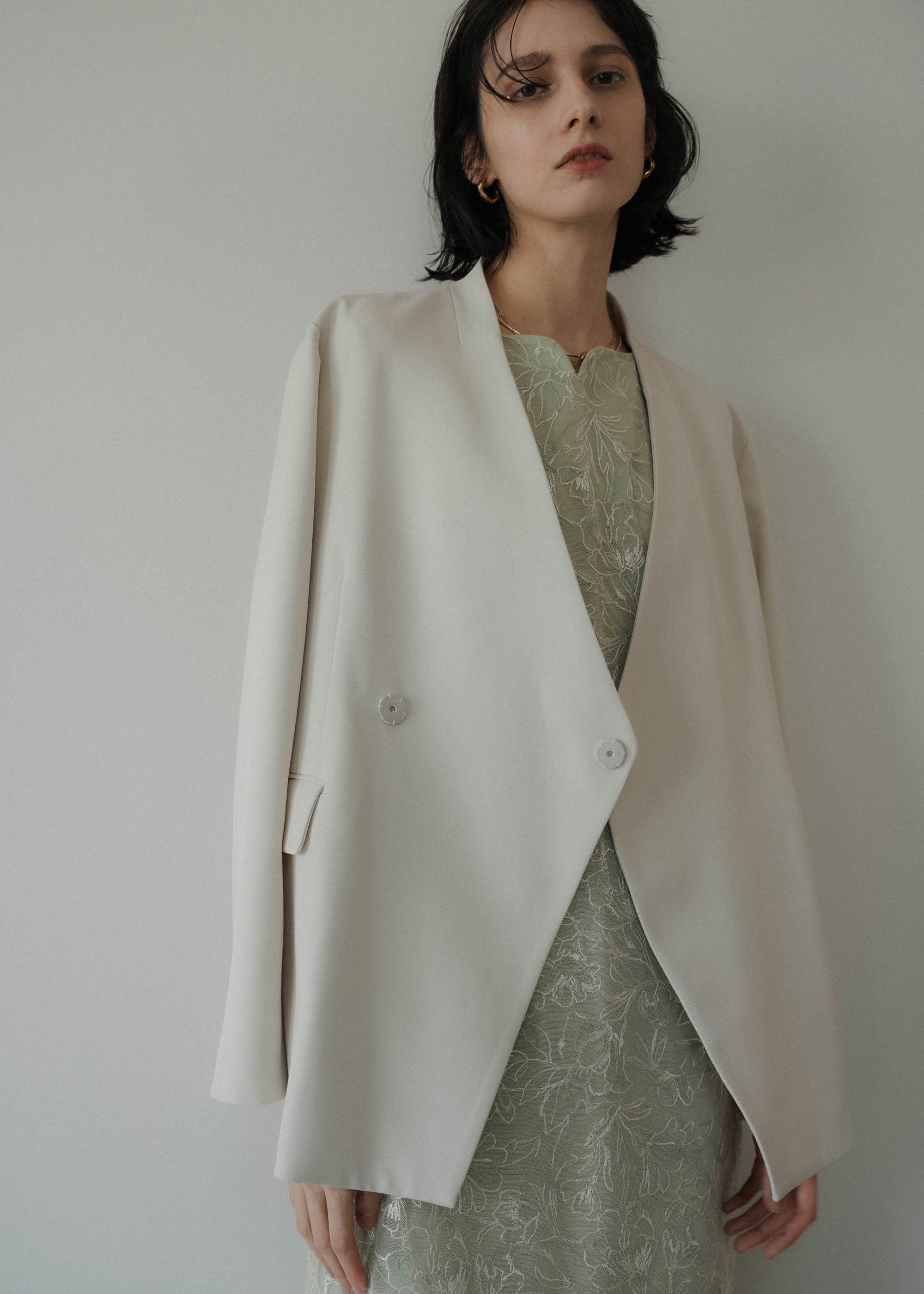Wi 　LE’RURE Melange collarless ジャケット Melange collarless jacket（ノーカラージャケット）｜LE'RURE