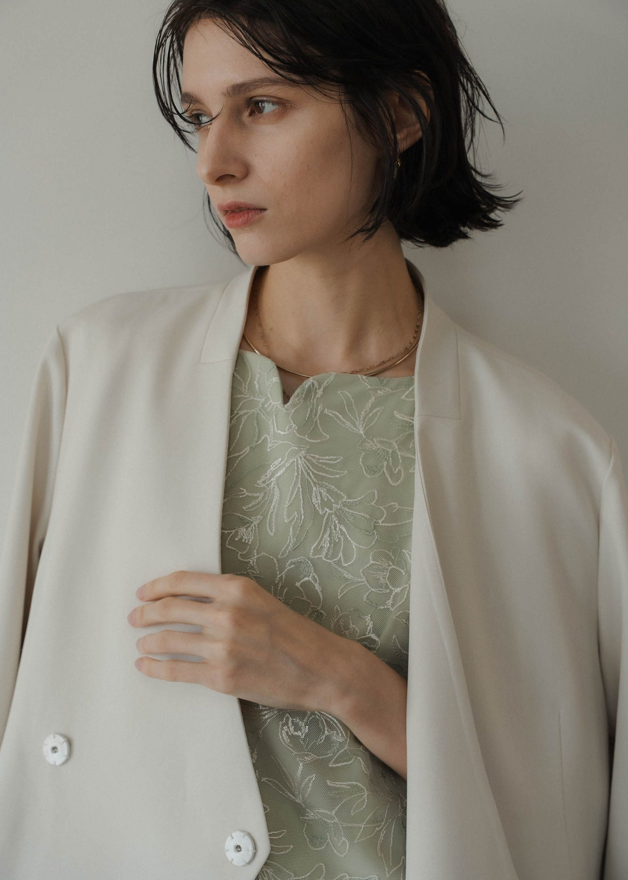 Wi 　LE’RURE Melange collarless ジャケット Melange collarless jacket（ノーカラージャケット）｜LE'RURE