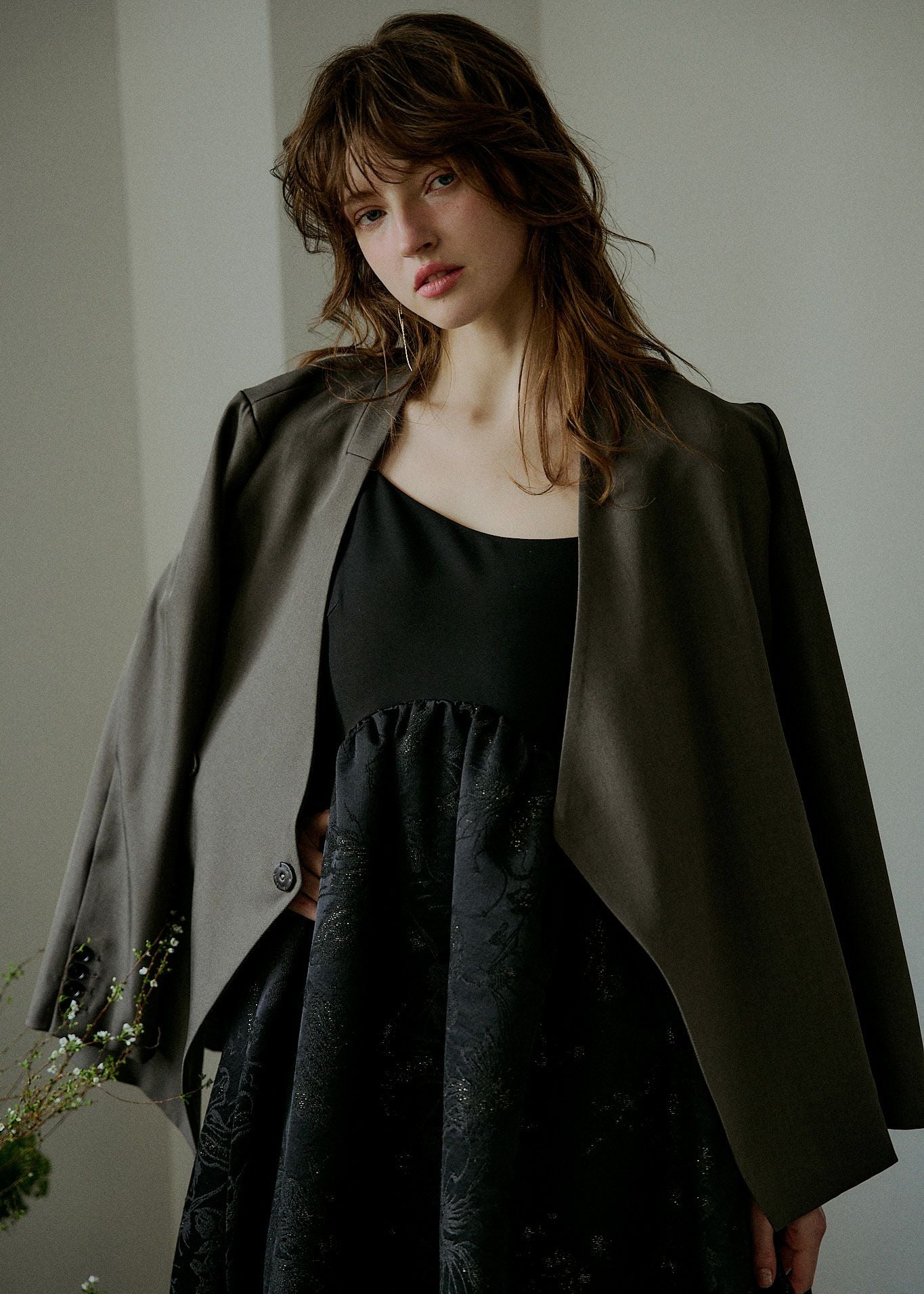 Melange collarless jacketのドレス|Dorry Doll / LE'RURE