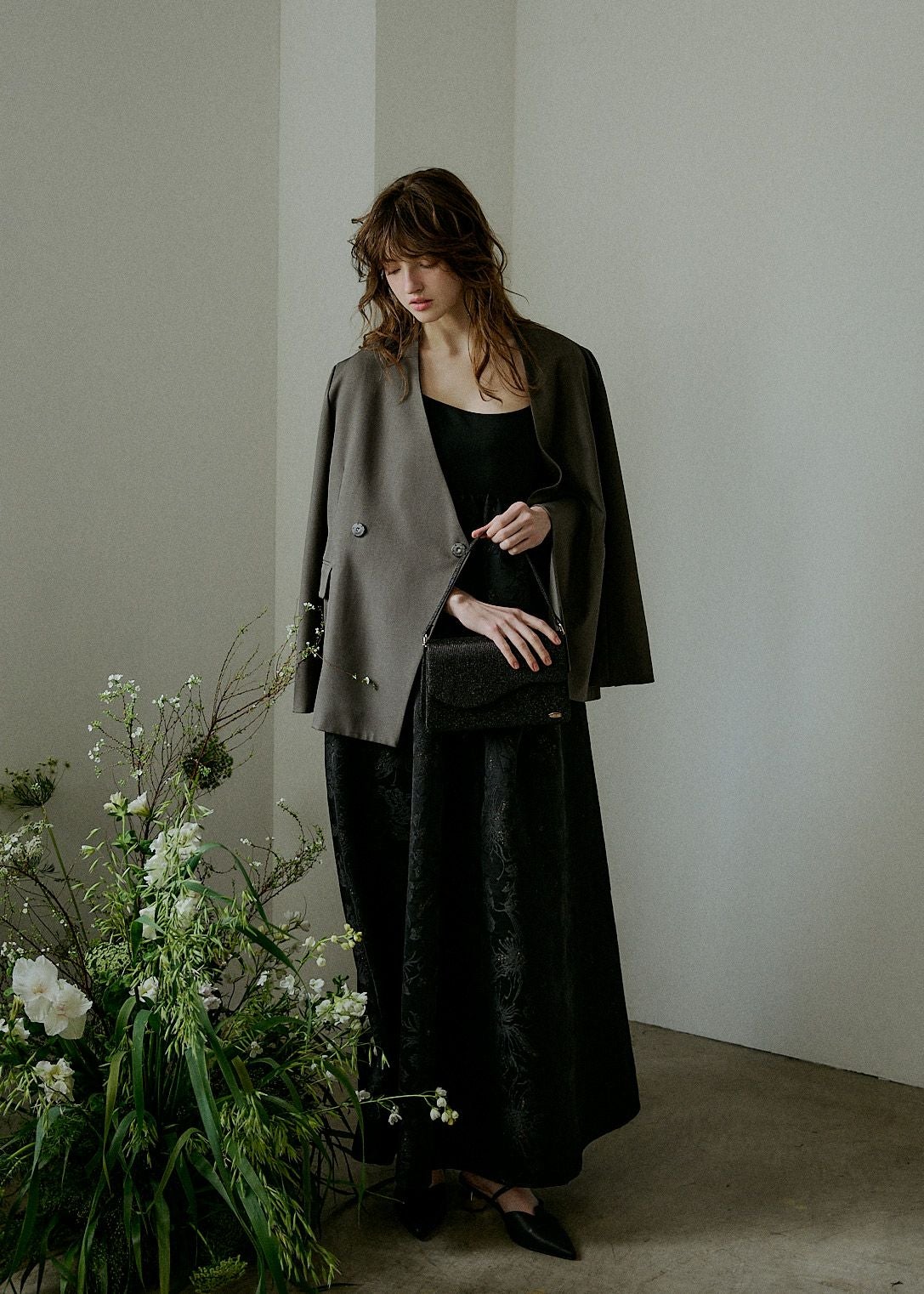 Melange collarless jacketのドレス|Dorry Doll / LE'RURE