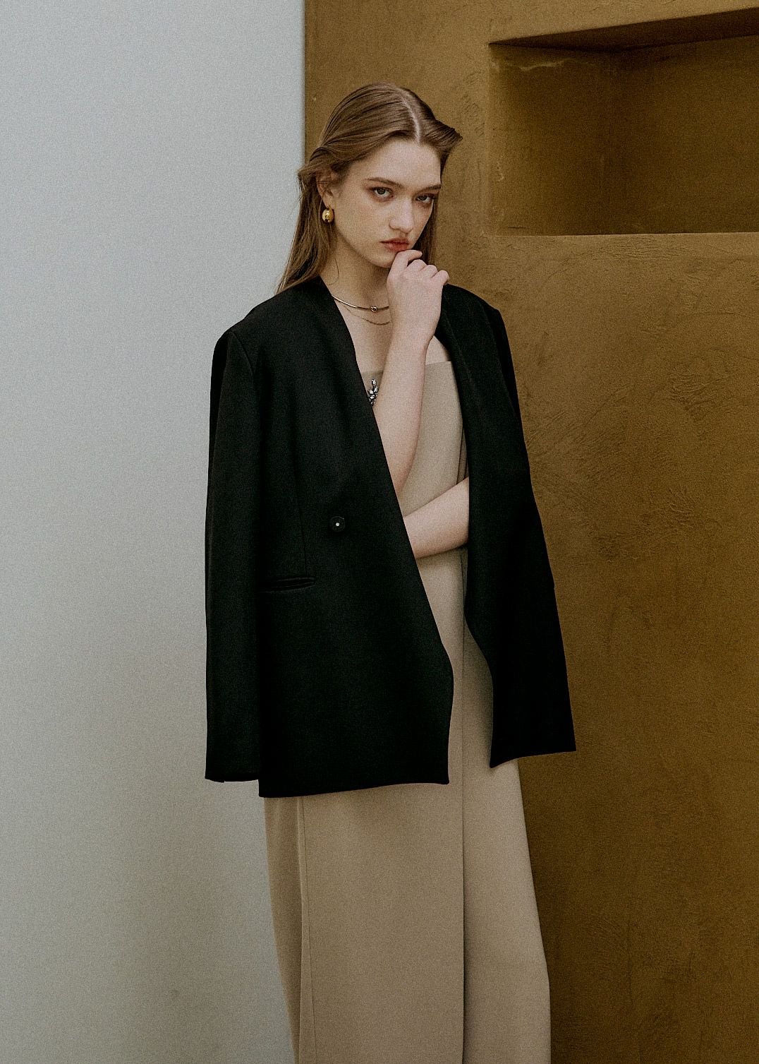 Melange collarless jacketのドレス|Dorry Doll / LE'RURE