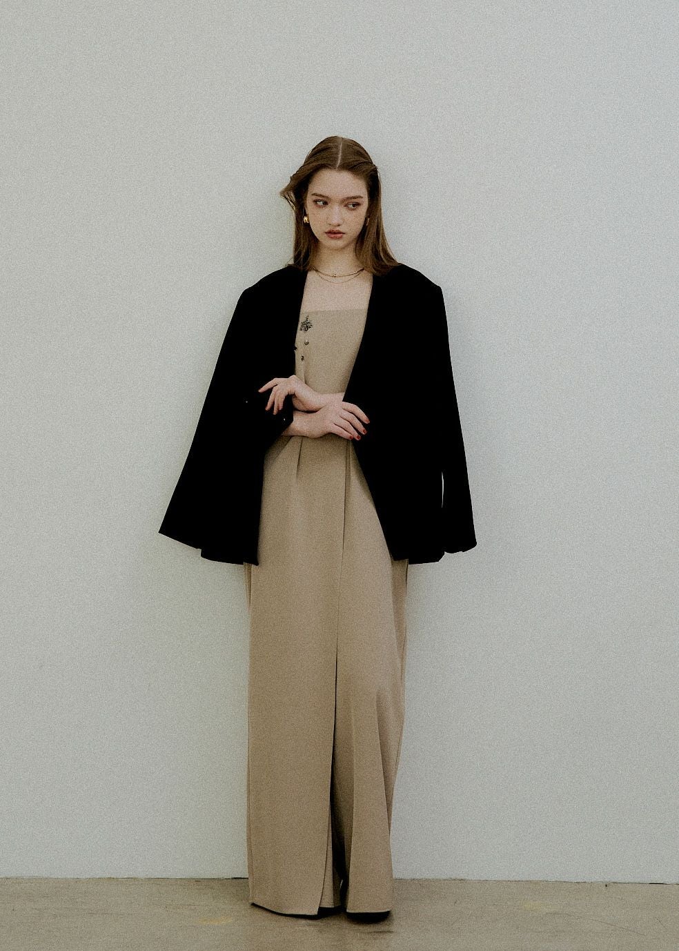 Melange collarless jacketのドレス|Dorry Doll / LE'RURE