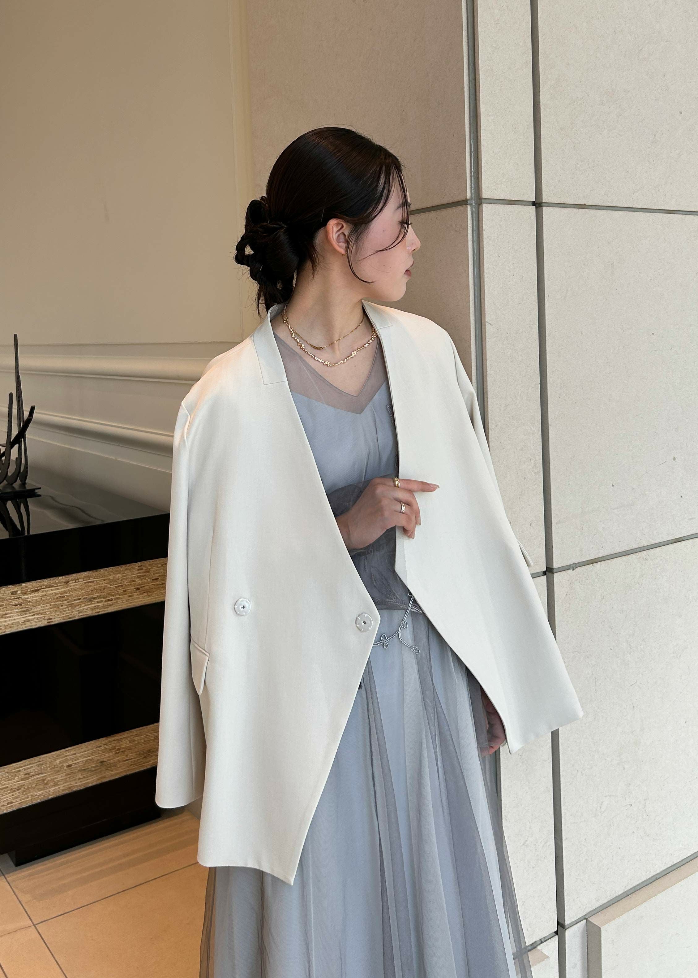Melange collarless jacketのドレス|Dorry Doll / LE'RURE