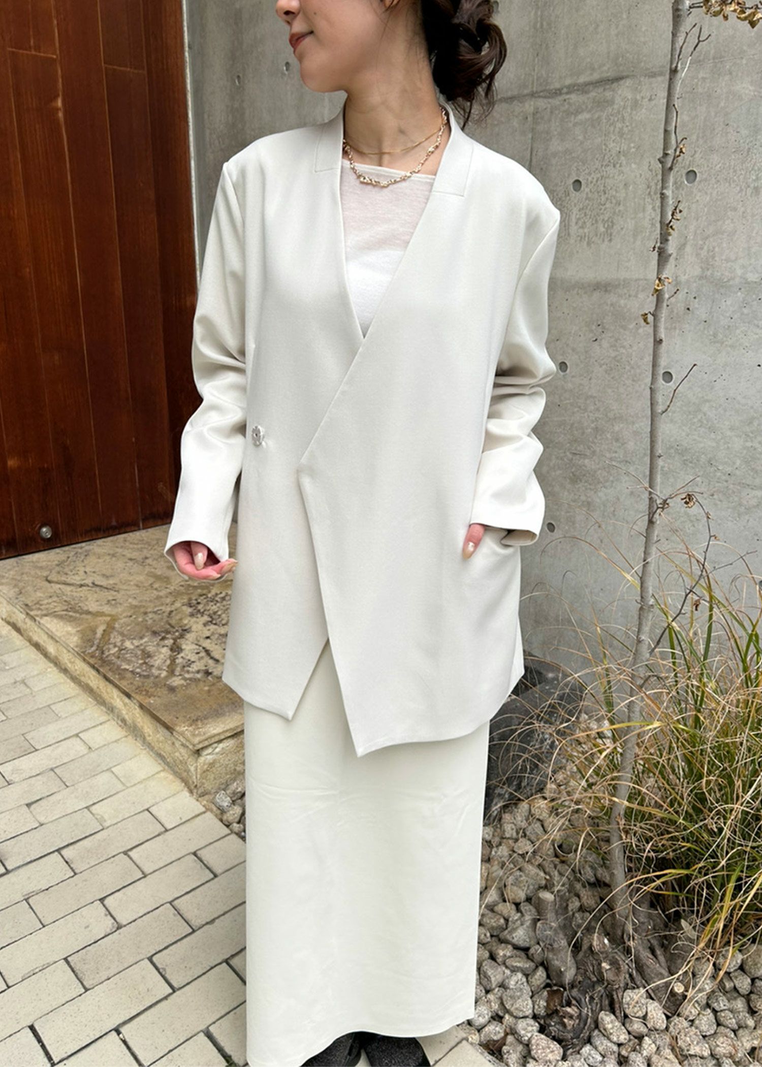 Melange collarless jacketのドレス|Dorry Doll / LE'RURE